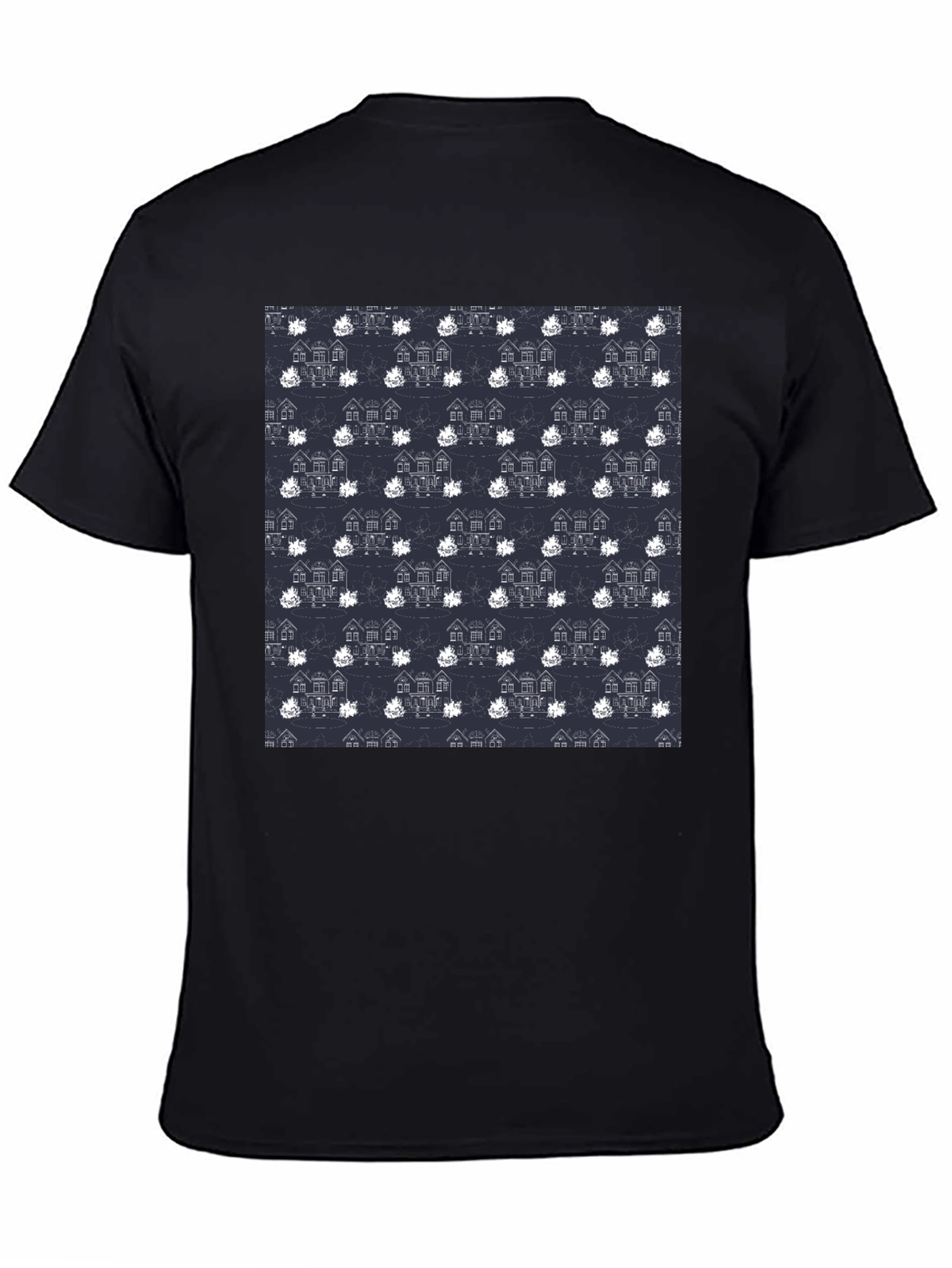 Novelty House Pattern Black T-Shirt