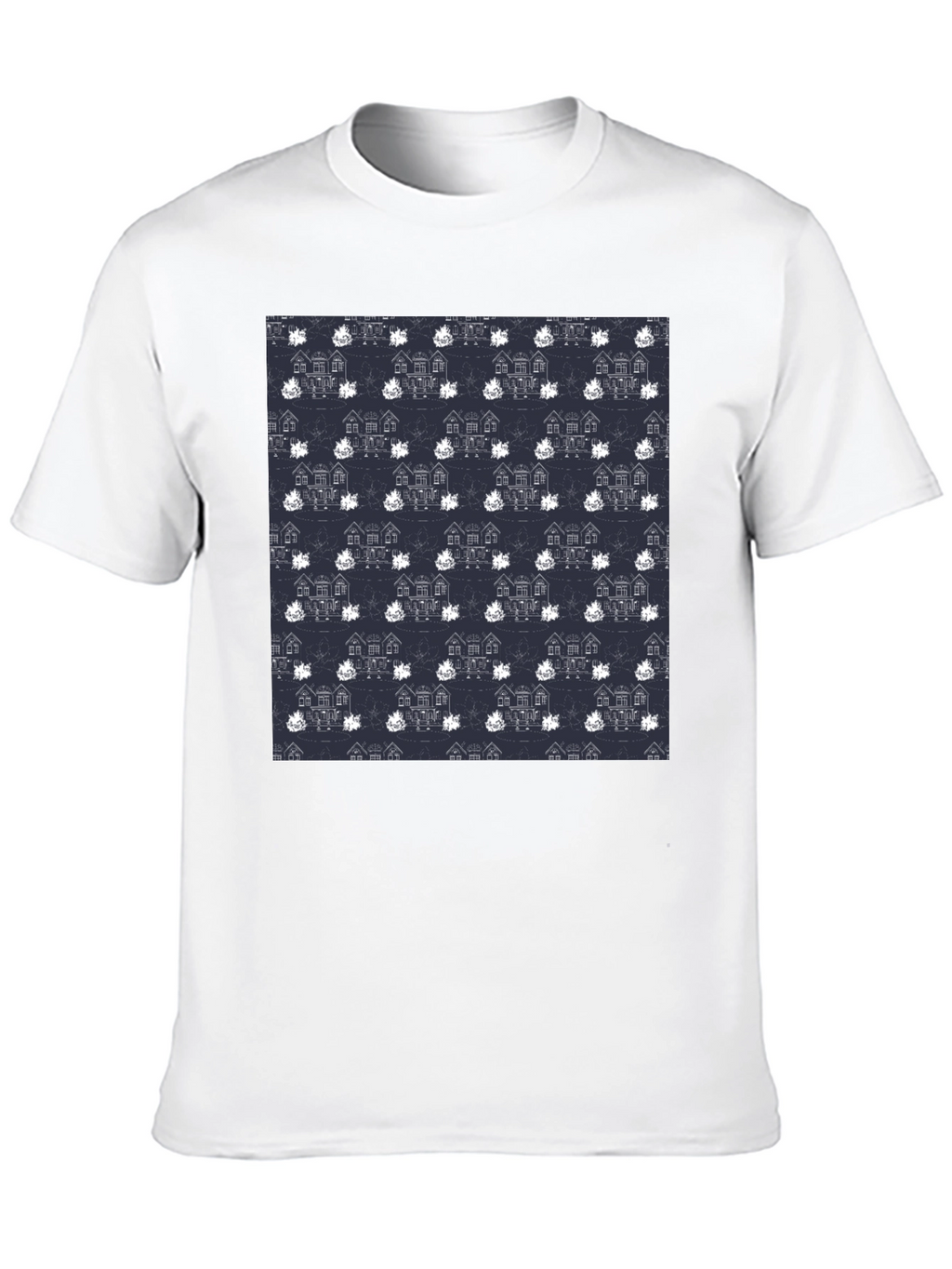 Novelty House Pattern Black T-Shirt