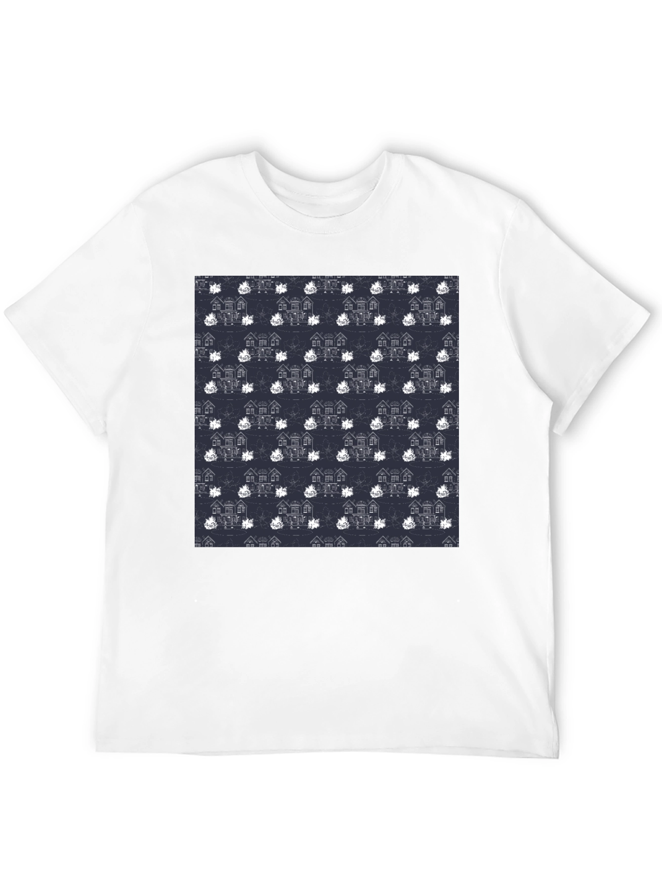 Novelty House Pattern Black T-Shirt
