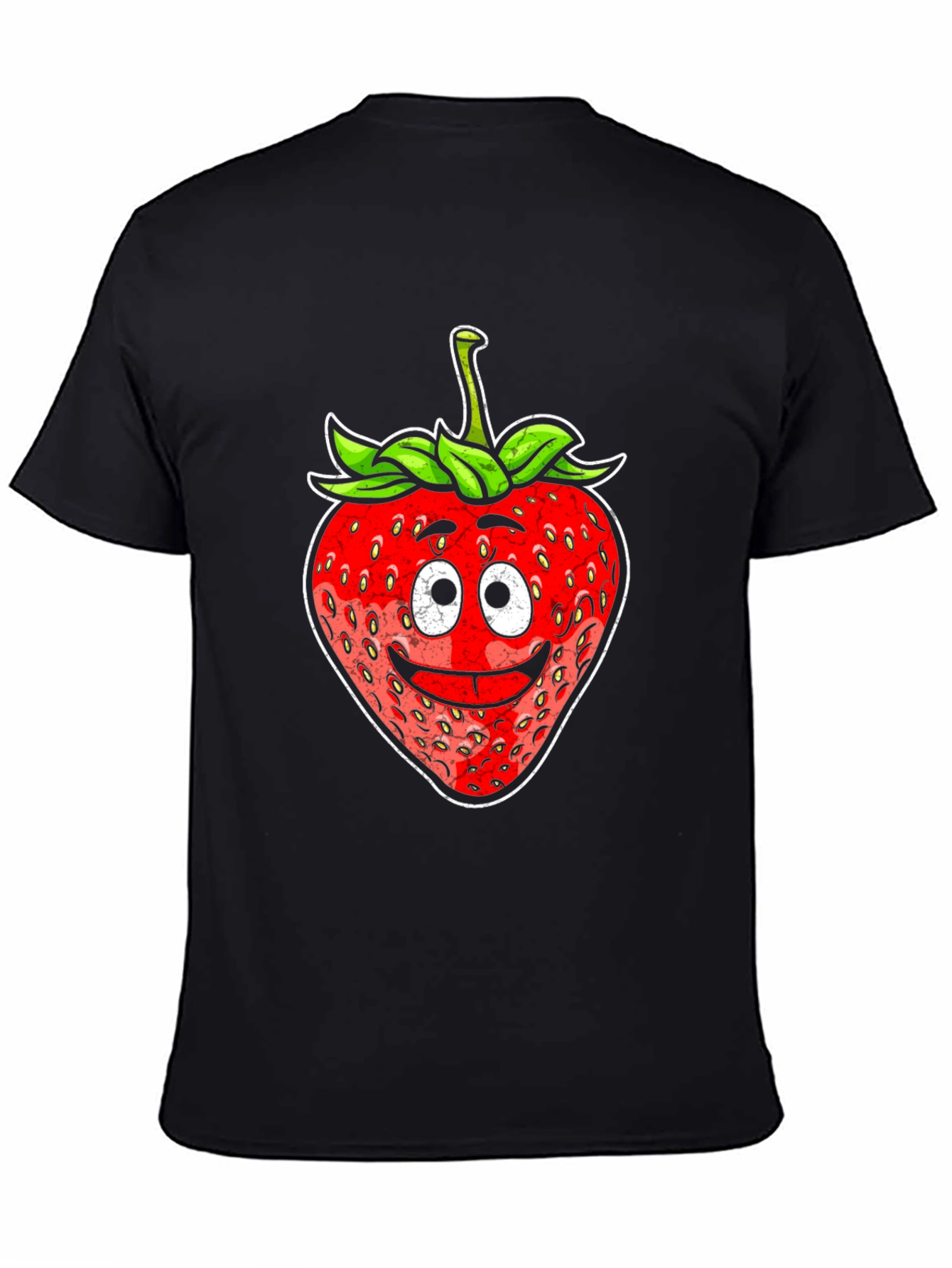 Funny Strawberry Face T-Shirt - Black Cotton Tee