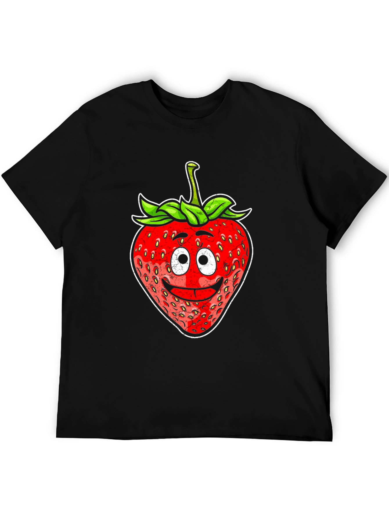 Funny Strawberry Face T-Shirt - Black Cotton Tee