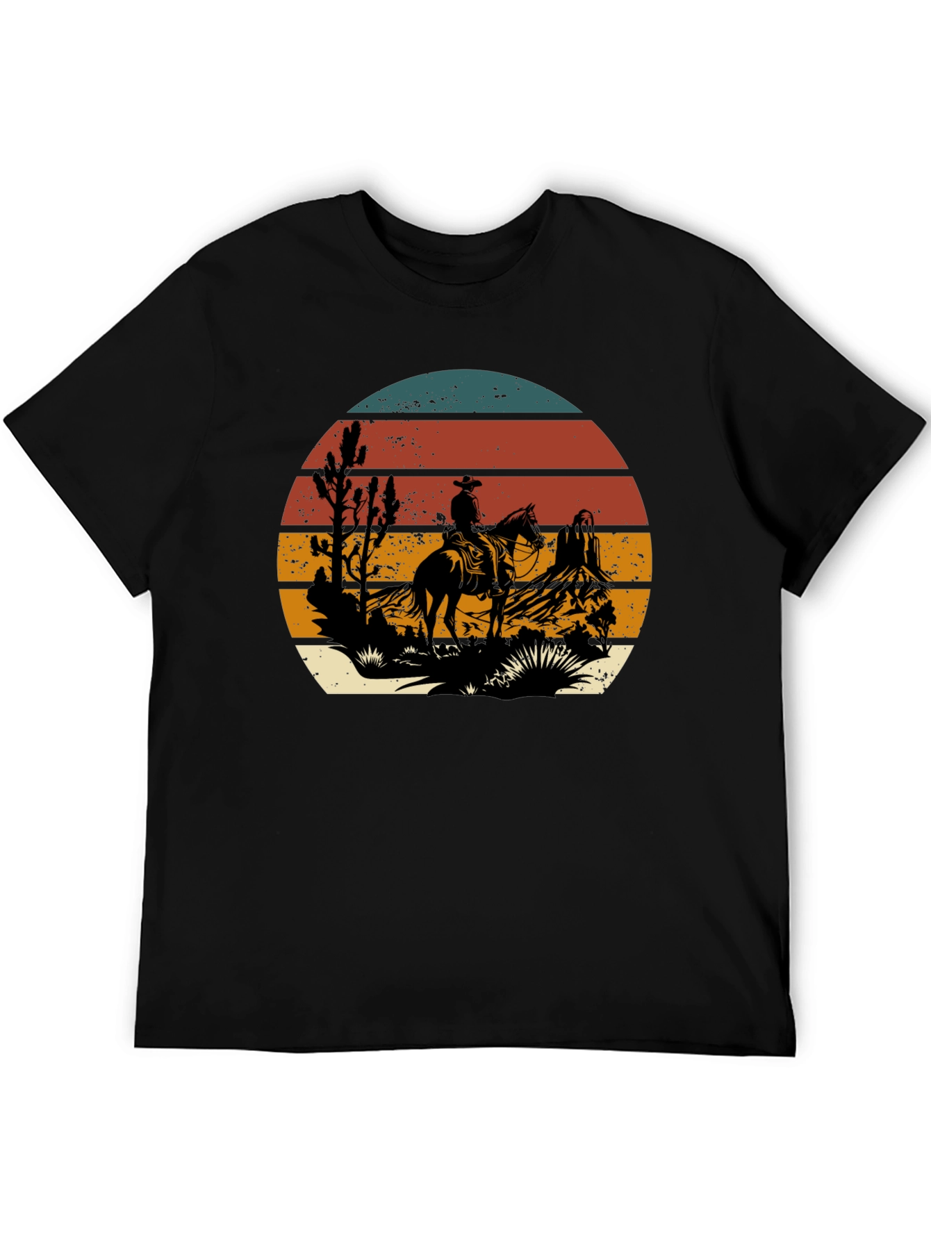 Western Cowboy Sunset Graphic T-Shirt