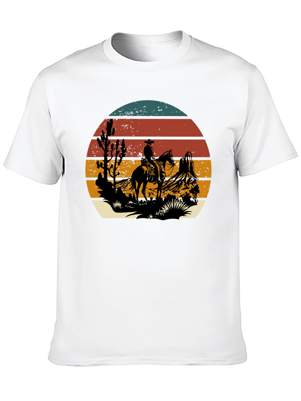 Western Cowboy Sunset Graphic T-Shirt