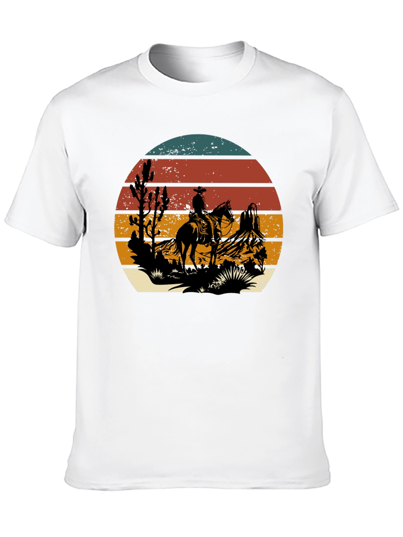 Western Cowboy Sunset Graphic T-Shirt