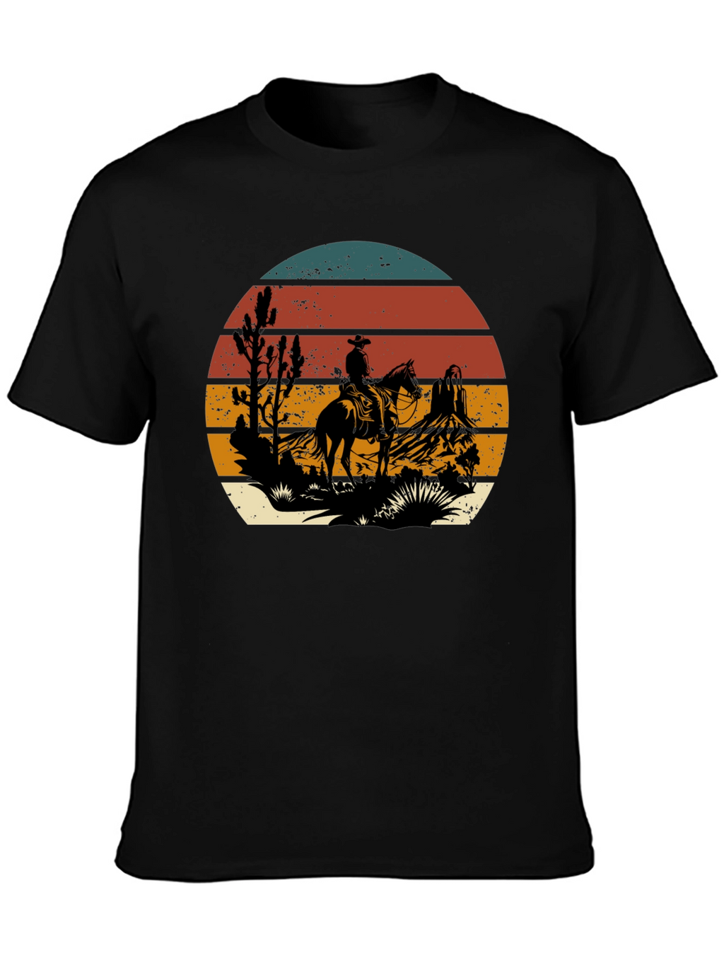 Western Cowboy Sunset Graphic T-Shirt