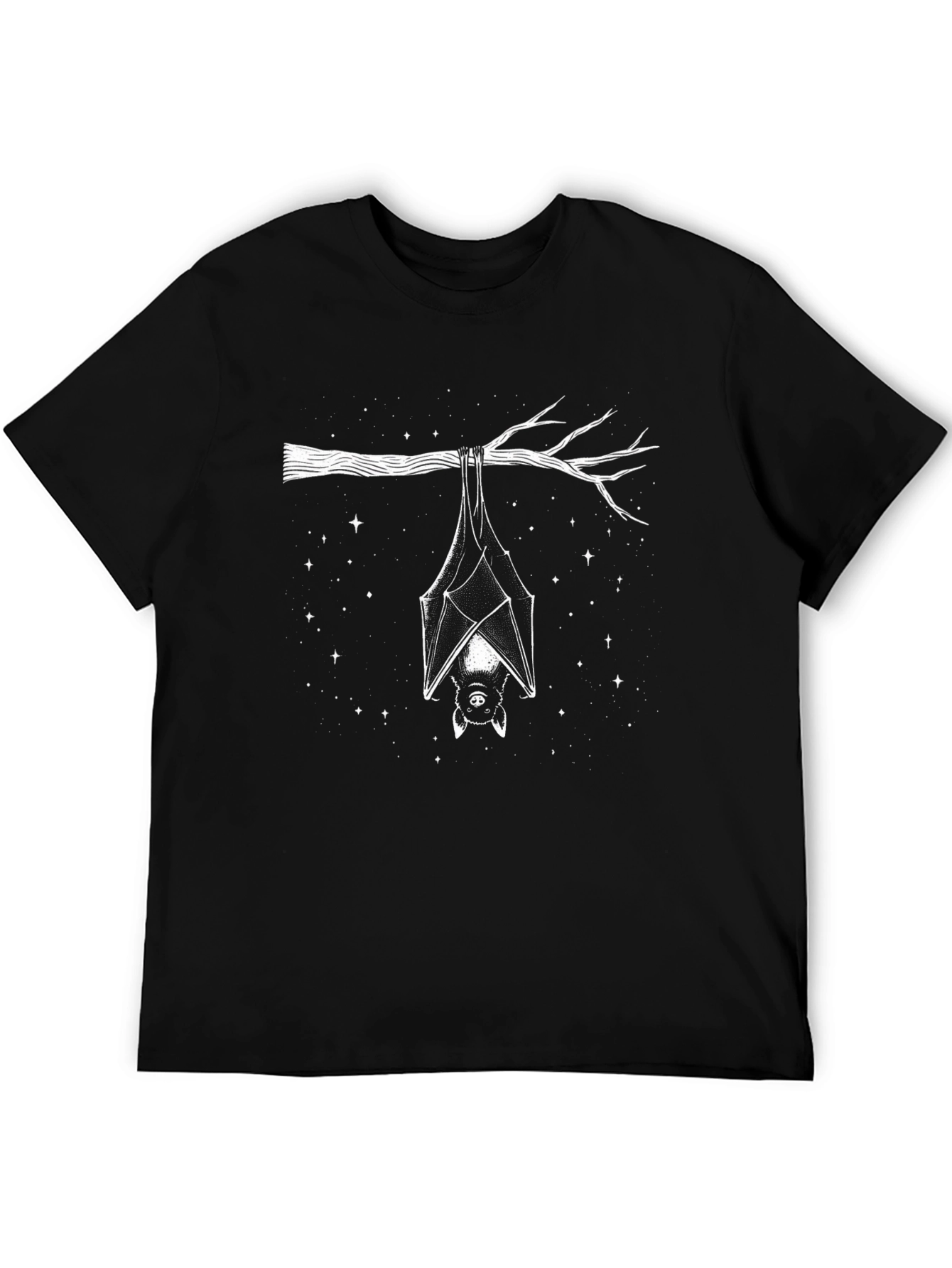 Bat Print Black T-Shirt - Hanging Bat Design