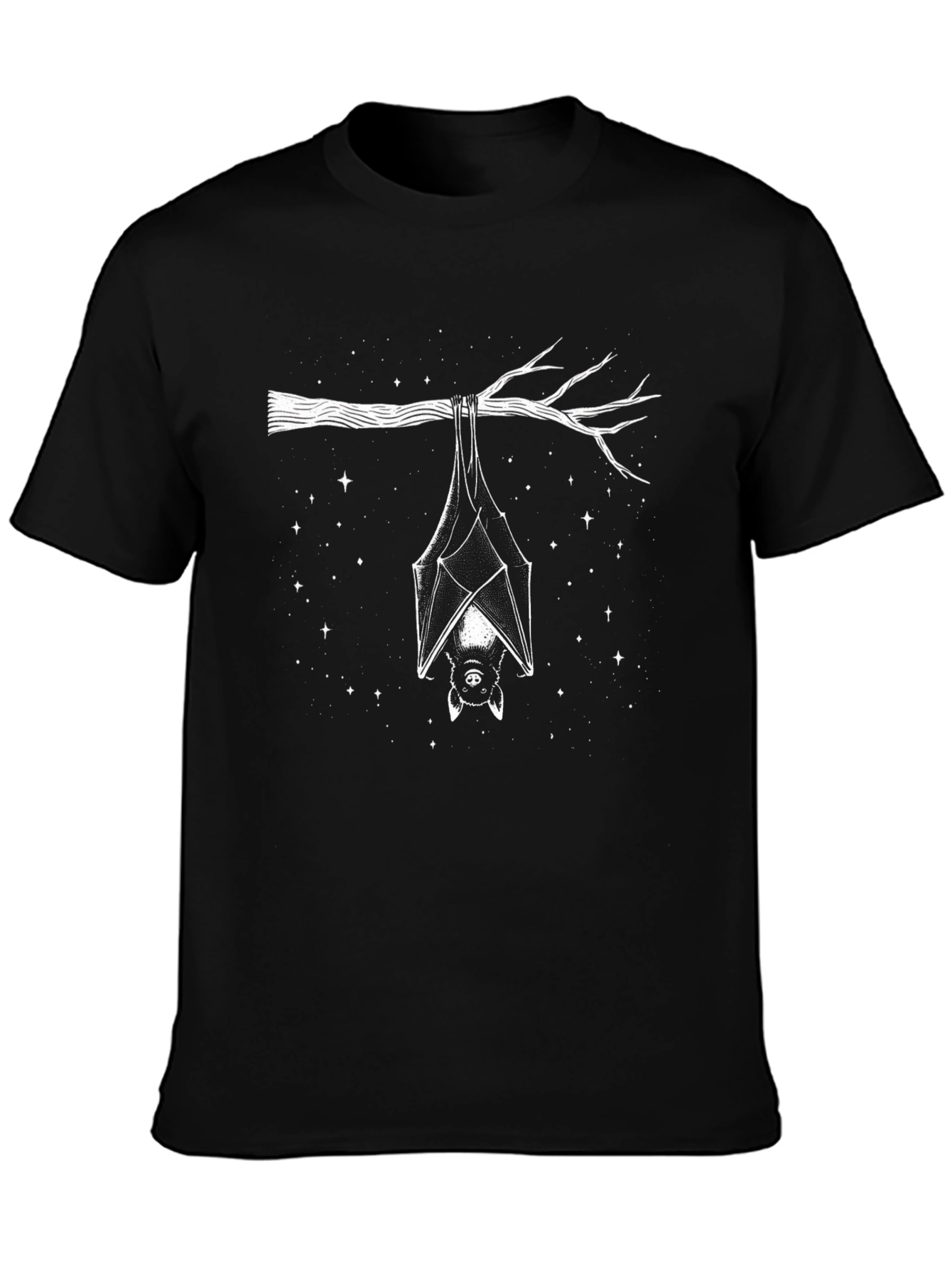 Bat Print Black T-Shirt - Hanging Bat Design