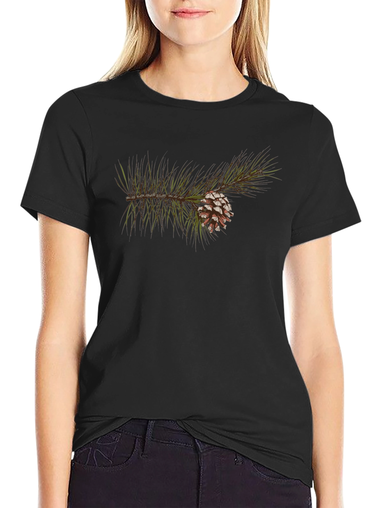 Pine Cone Branch Graphic Tee - Nature Inspired Design