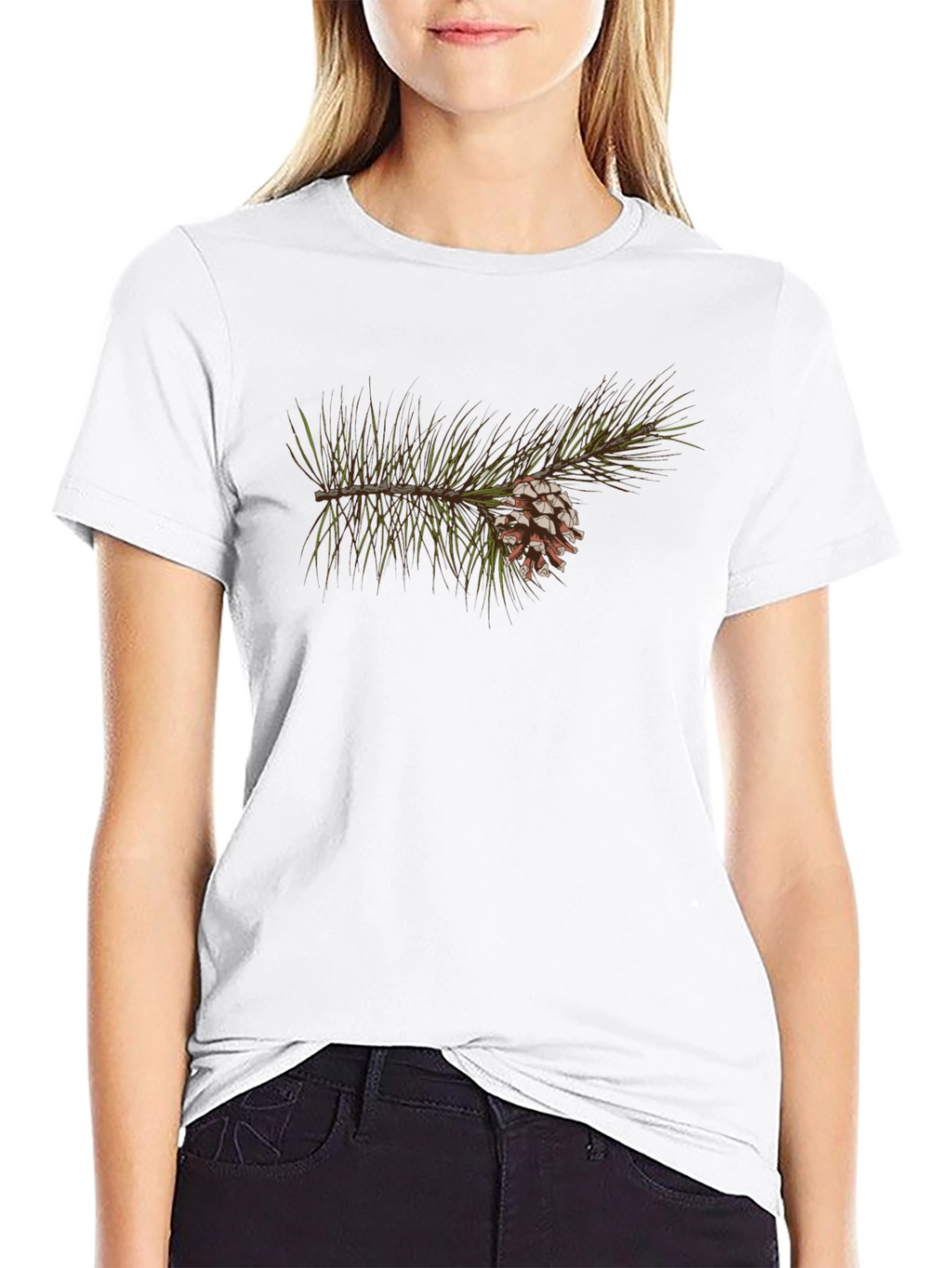 Pine Cone Branch Graphic Tee - Nature Inspired Design