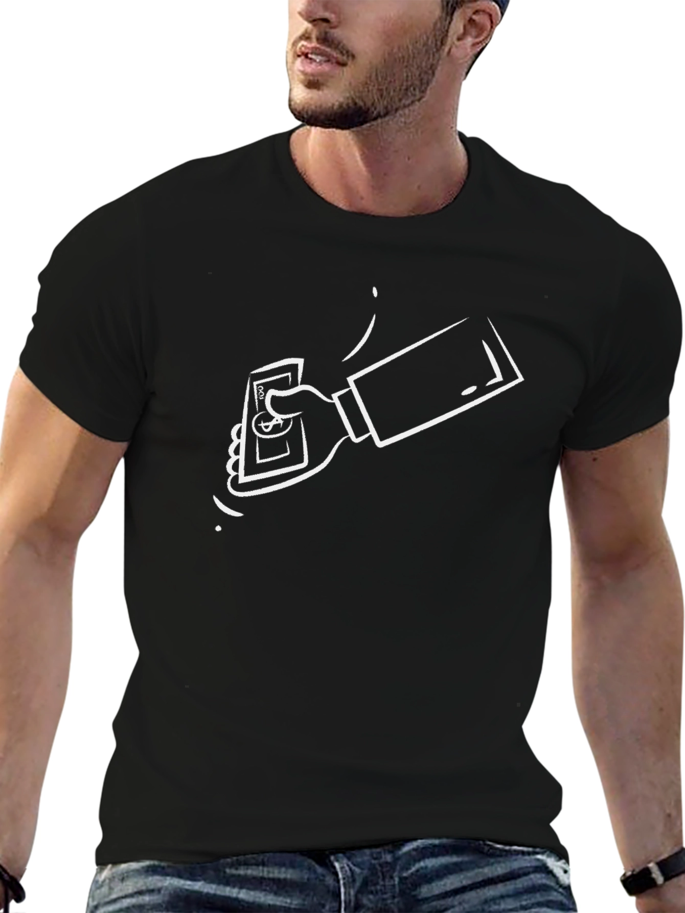 Black T-Shirt with Money Design