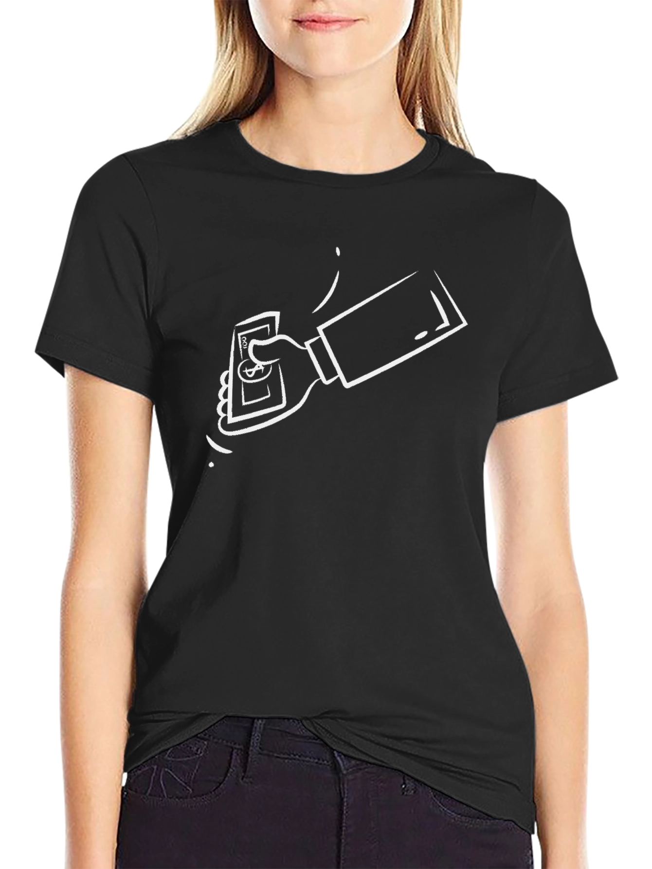 Black T-Shirt with Money Design