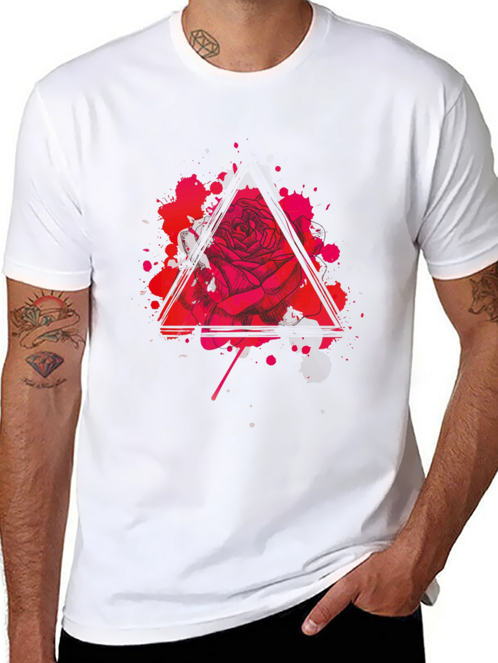 Rose Triangle Graphic Black T-Shirt