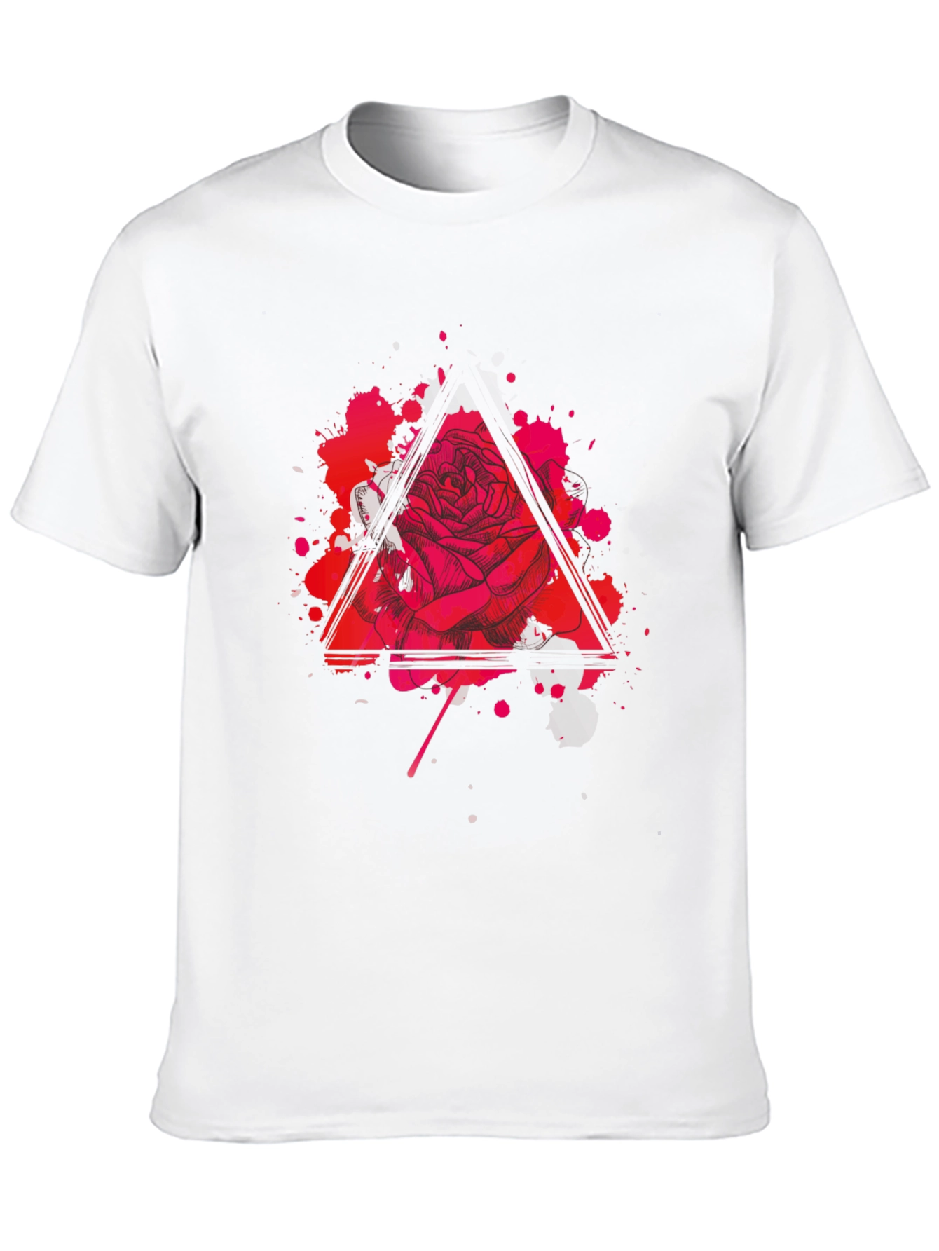 Rose Triangle Graphic Black T-Shirt