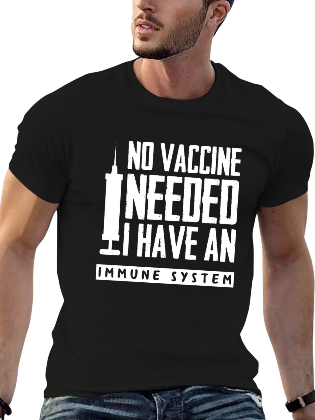 No Vaccine Needed Immune System Graphic T-Shirt