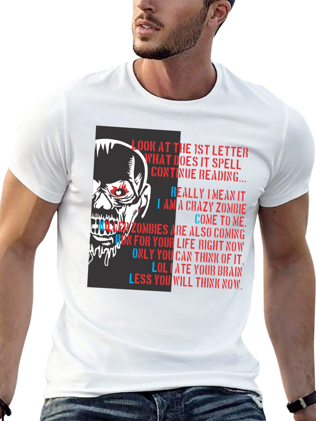 Zombie Letter Graphic T-Shirt - Read If You Dare!