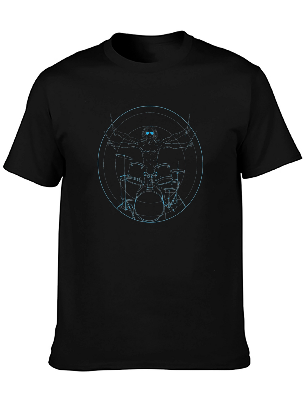 Vitruvian Drummer Black T-Shirt