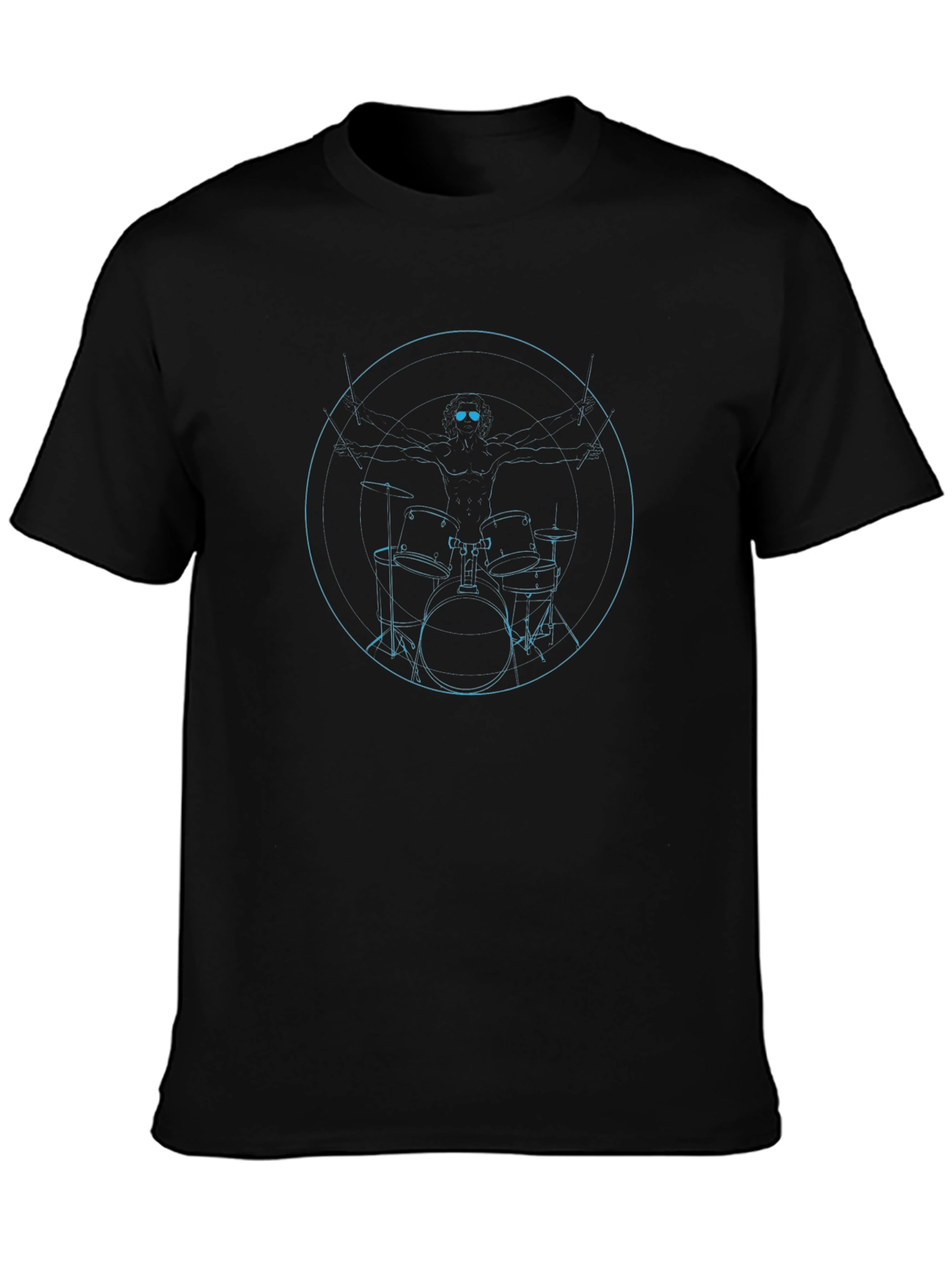 Vitruvian Drummer Black T-Shirt