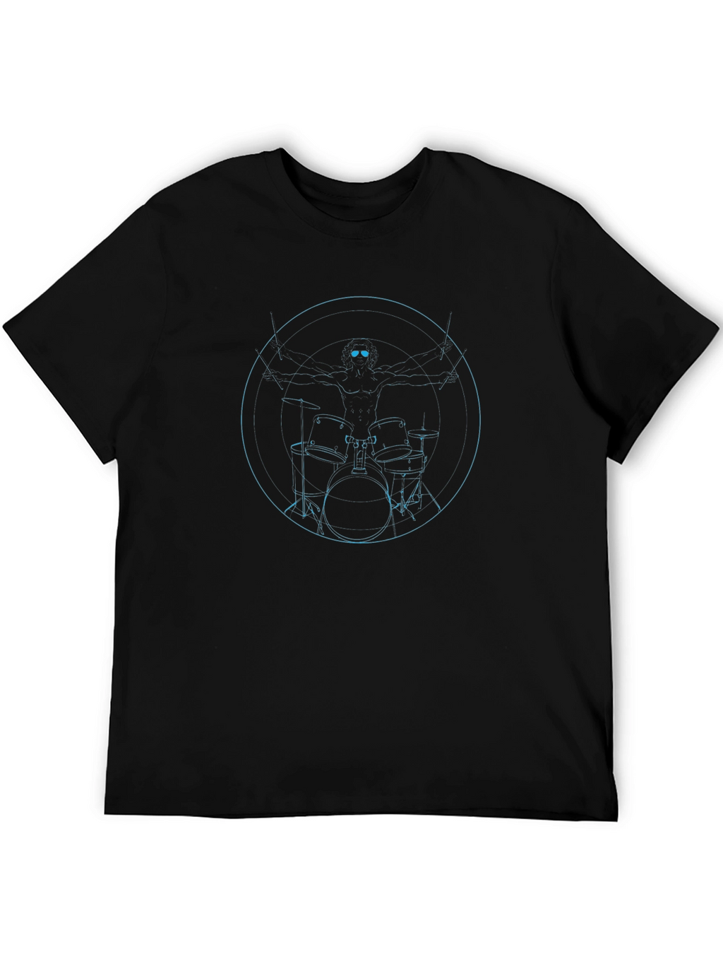 Vitruvian Drummer Black T-Shirt