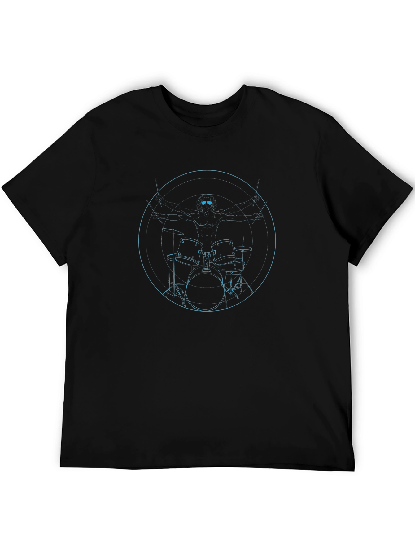 Vitruvian Drummer Black T-Shirt