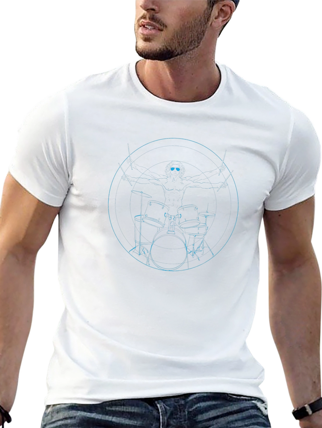 Vitruvian Drummer Black T-Shirt