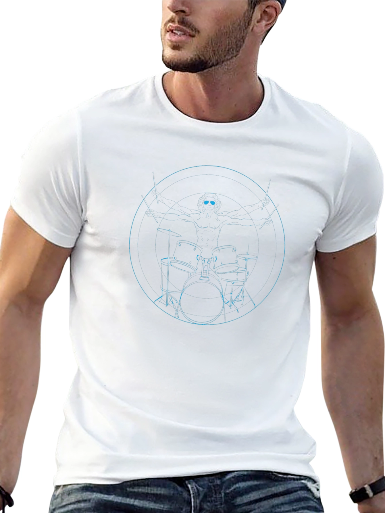 Vitruvian Drummer Black T-Shirt