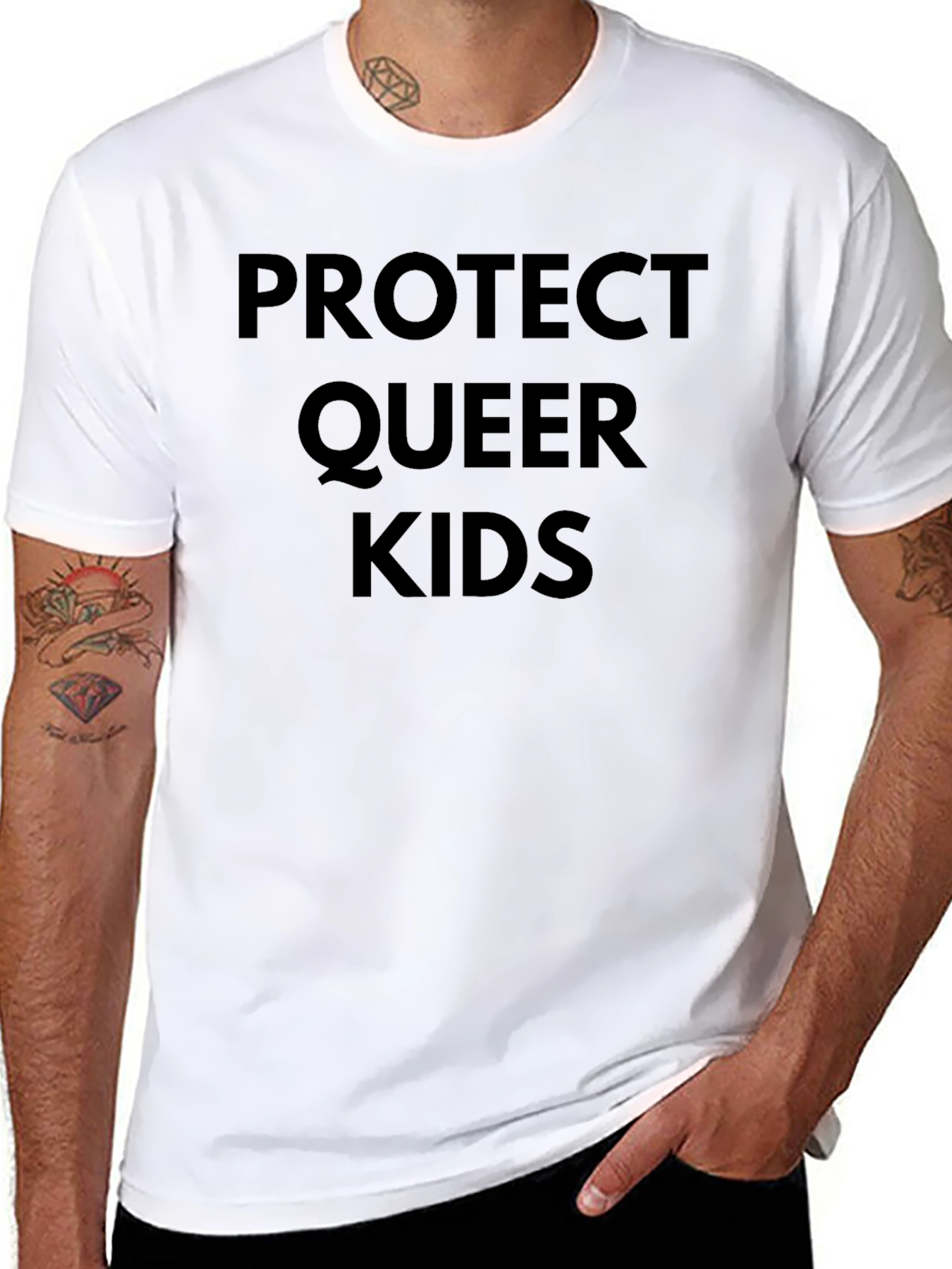 Protect Queer Kids Graphic Tee - Black Cotton T-Shirt