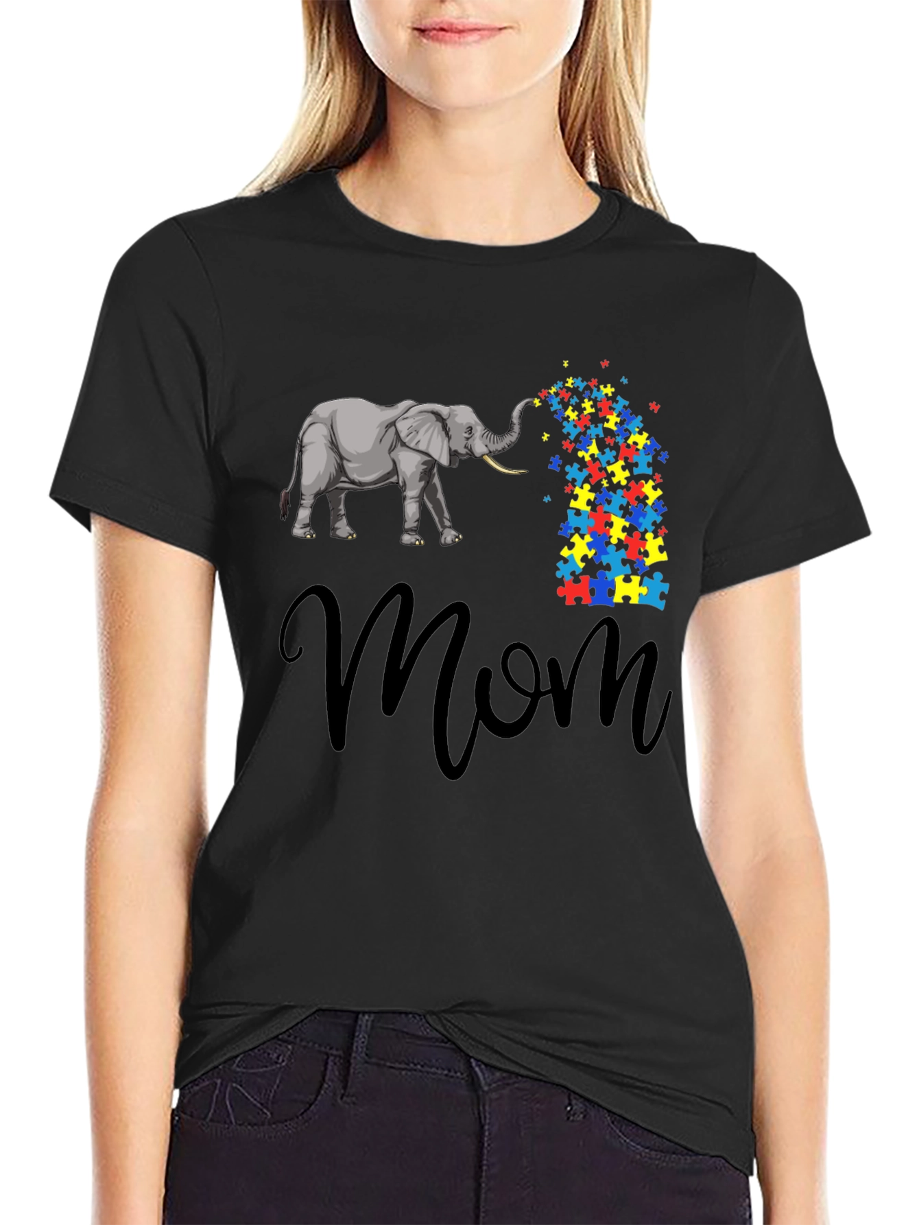 Autism Awareness Elephant Mom T-Shirt