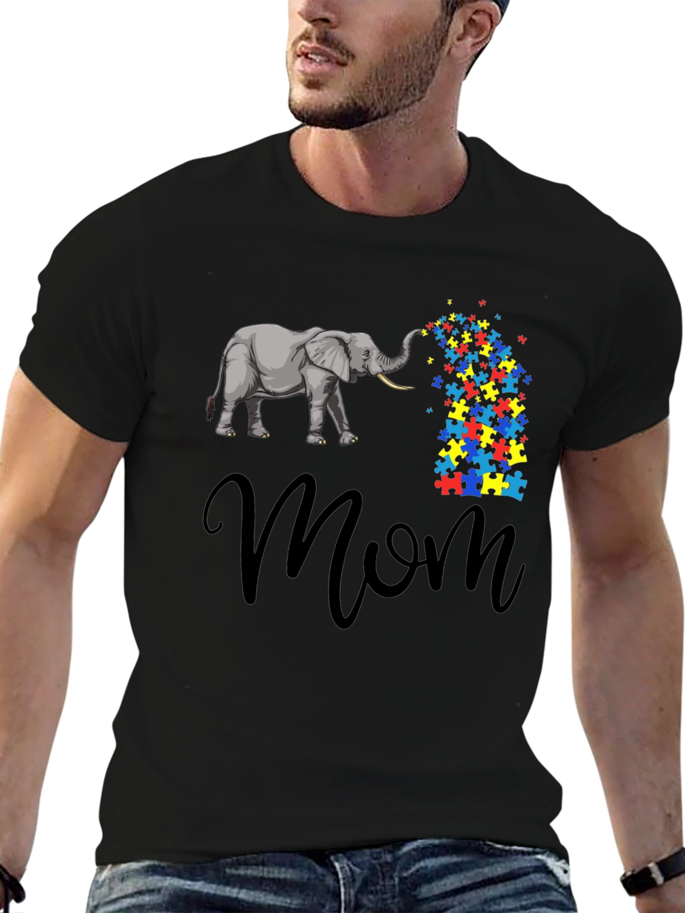 Autism Awareness Elephant Mom T-Shirt