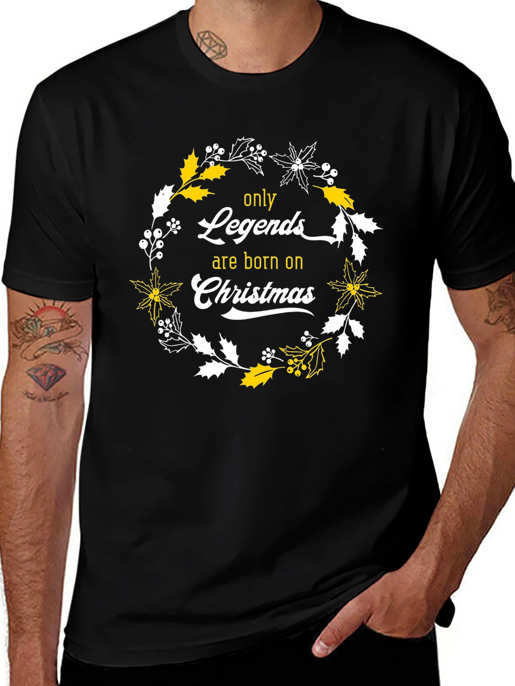 Legends Born on Christmas Black T-Shirt