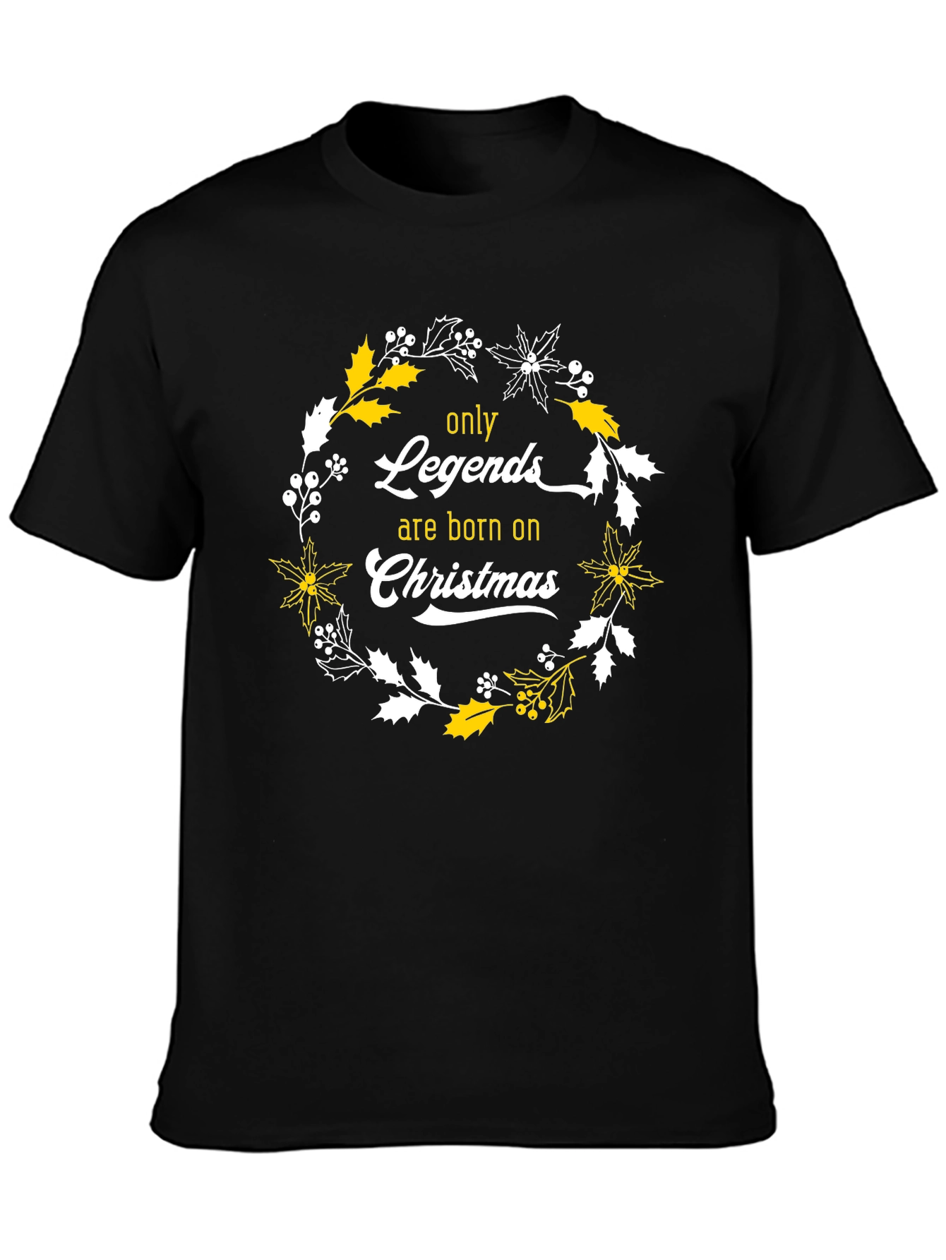 Legends Born on Christmas Black T-Shirt