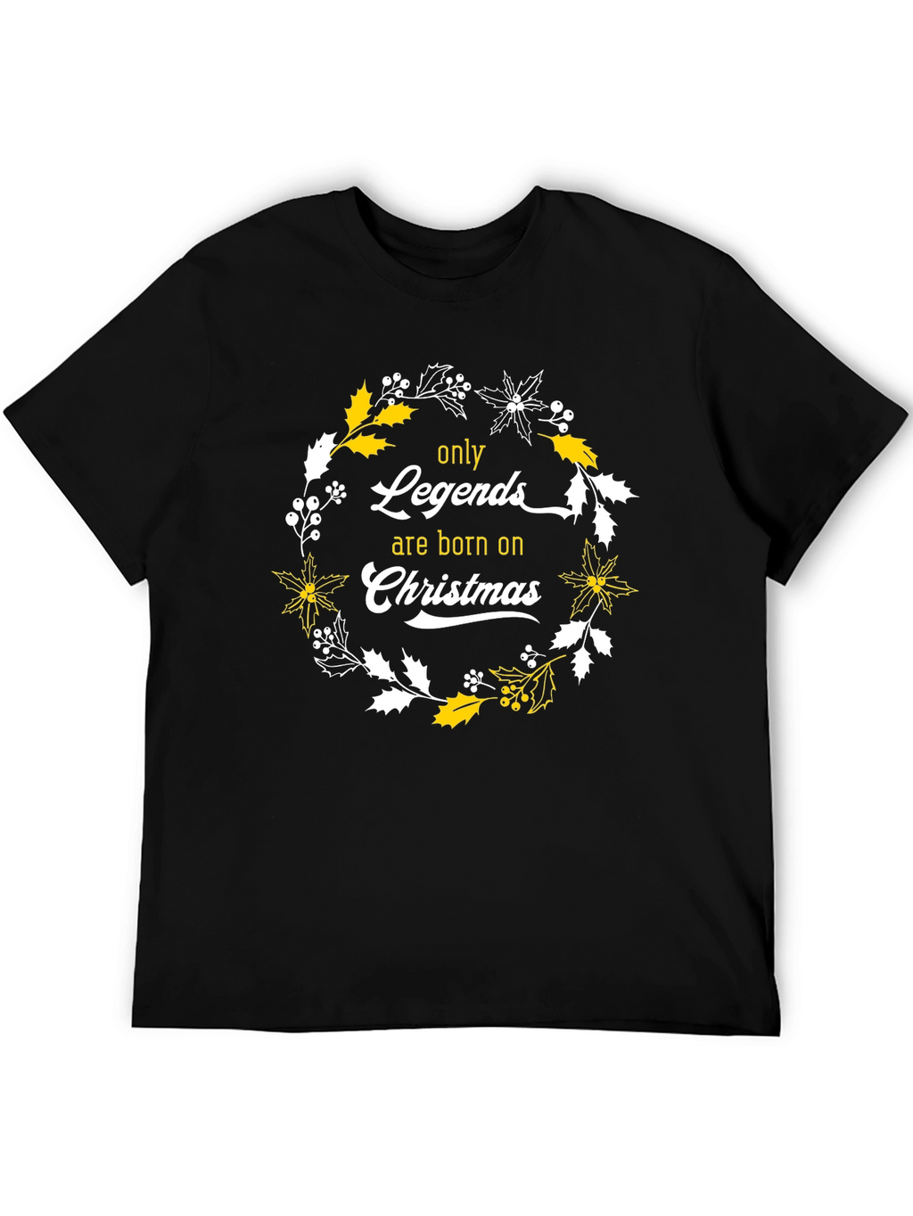 Legends Born on Christmas Black T-Shirt