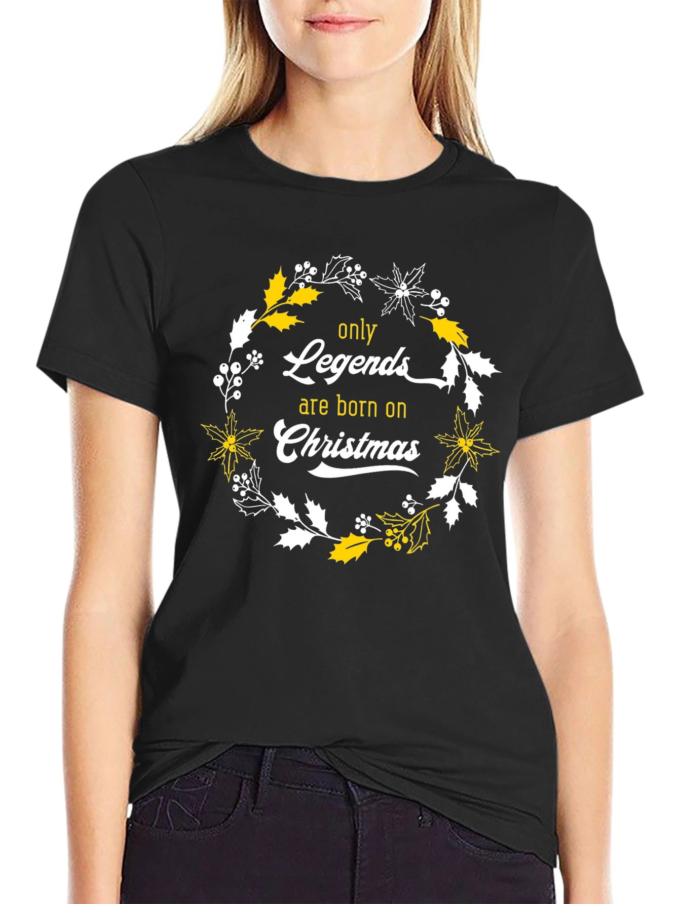 Legends Born on Christmas Black T-Shirt