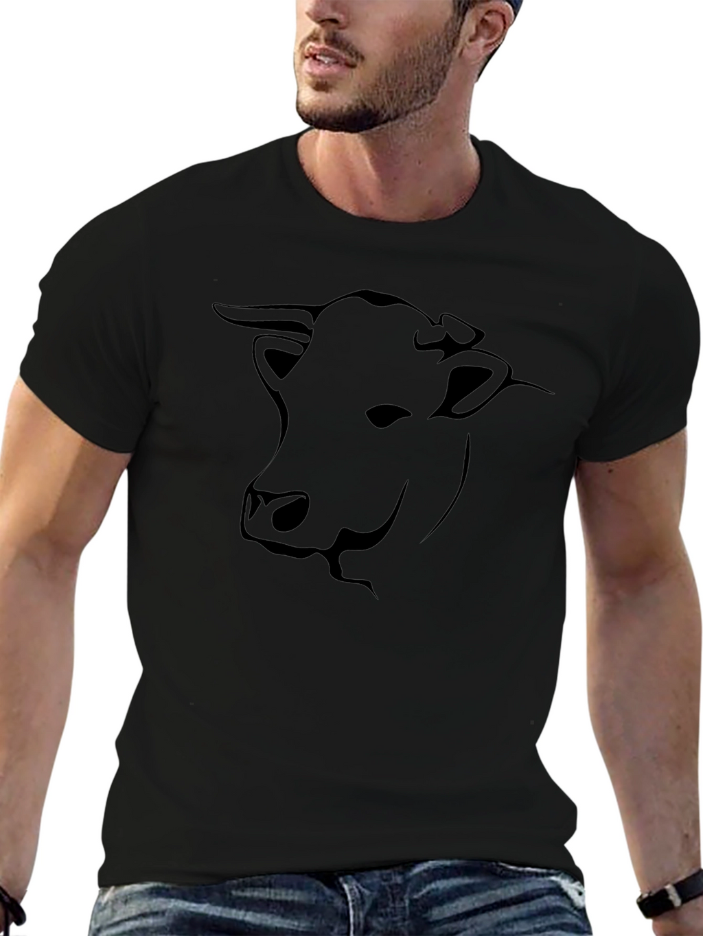 Black Bull Head Graphic T-Shirt