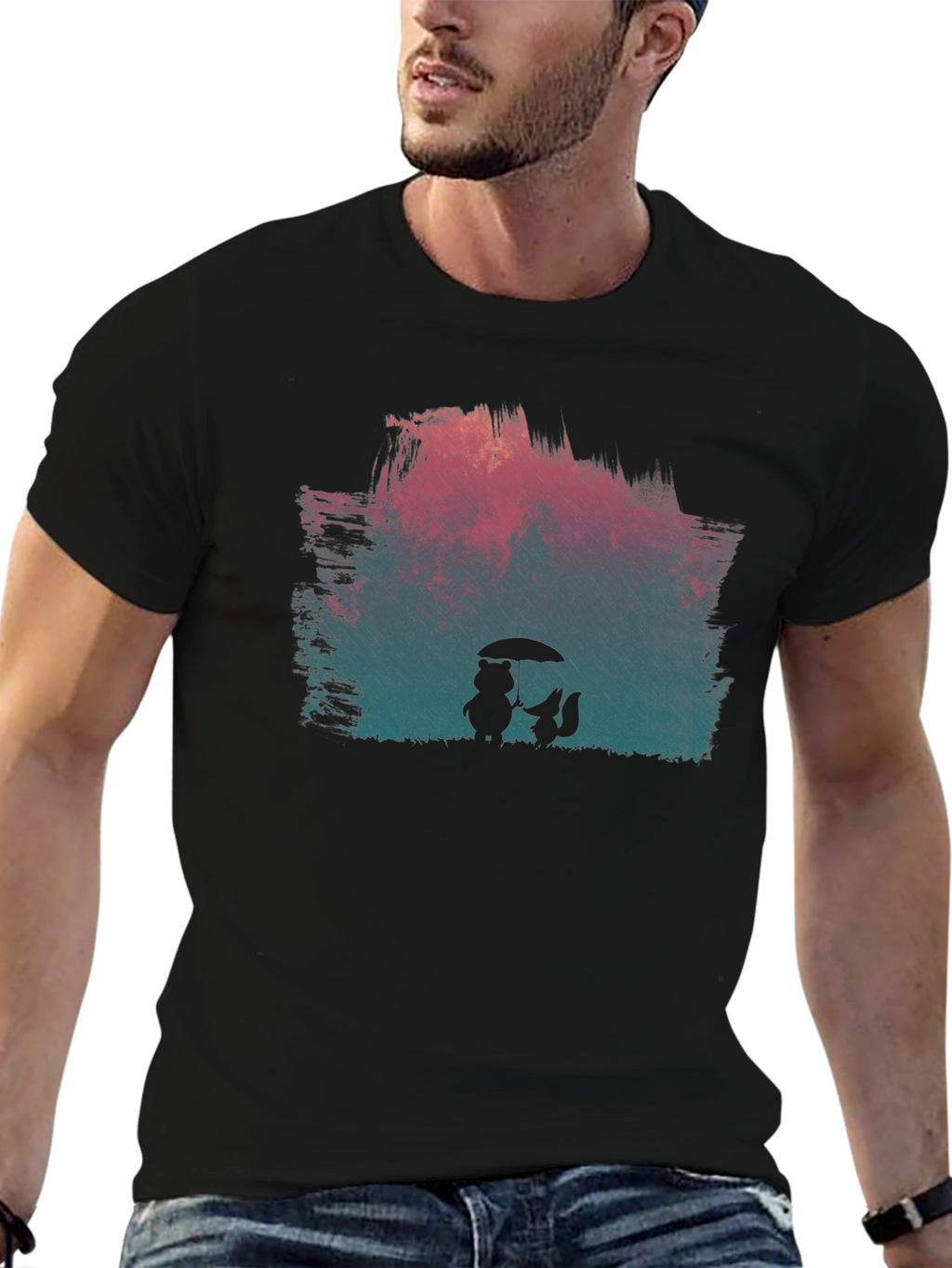 Rainy Day Friends Graphic Tee - Black