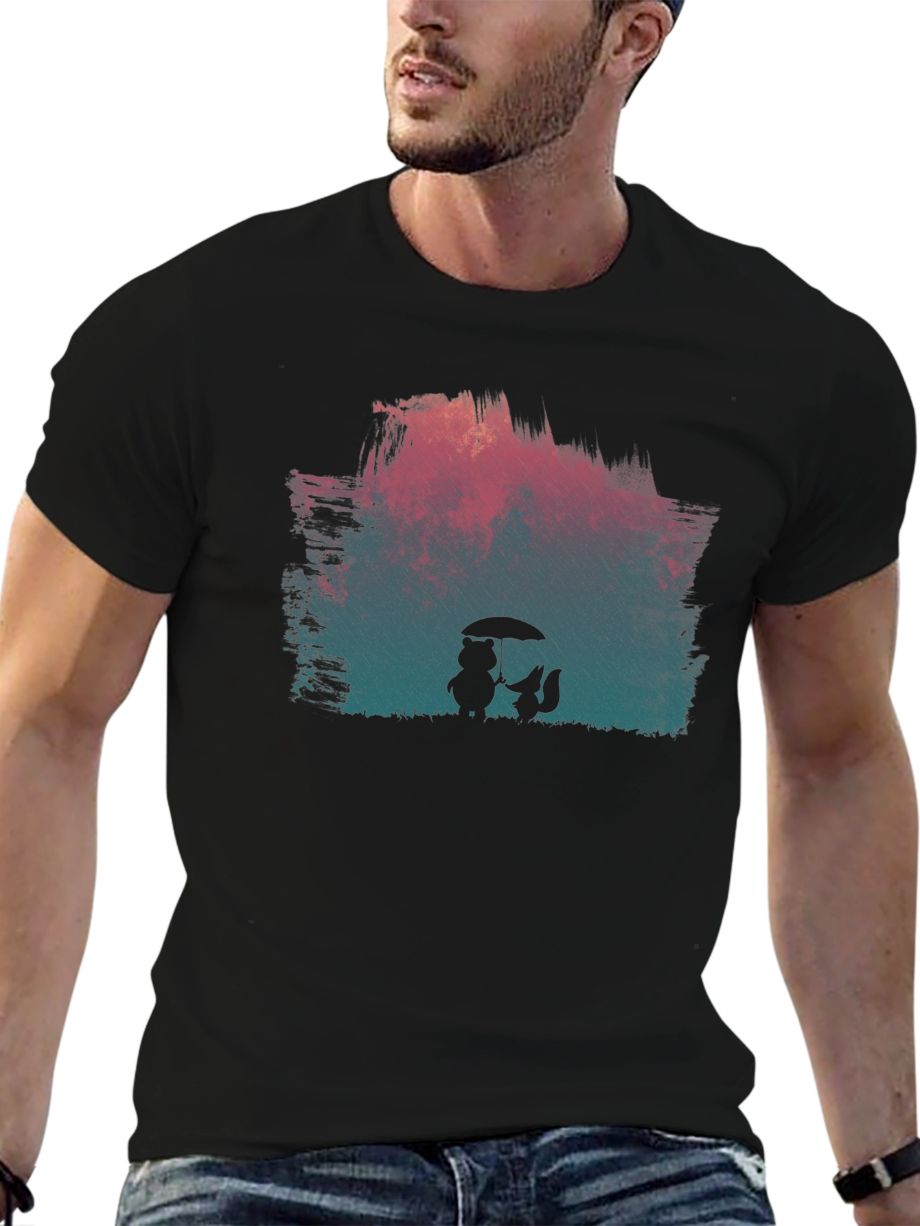 Rainy Day Friends Graphic Tee - Black