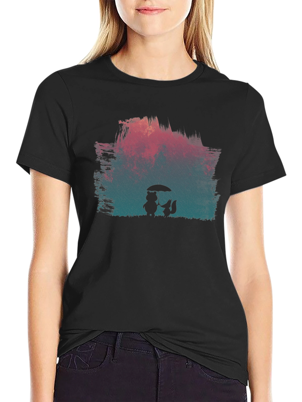 Rainy Day Friends Graphic Tee - Black