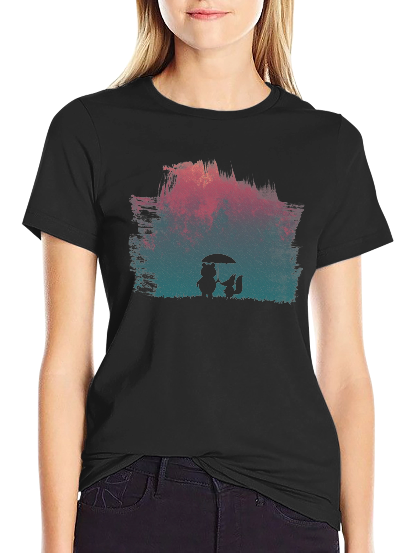 Rainy Day Friends Graphic Tee - Black