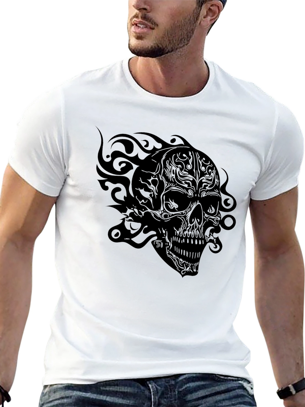 Skull Graphic T-Shirt - Black Cotton Tee