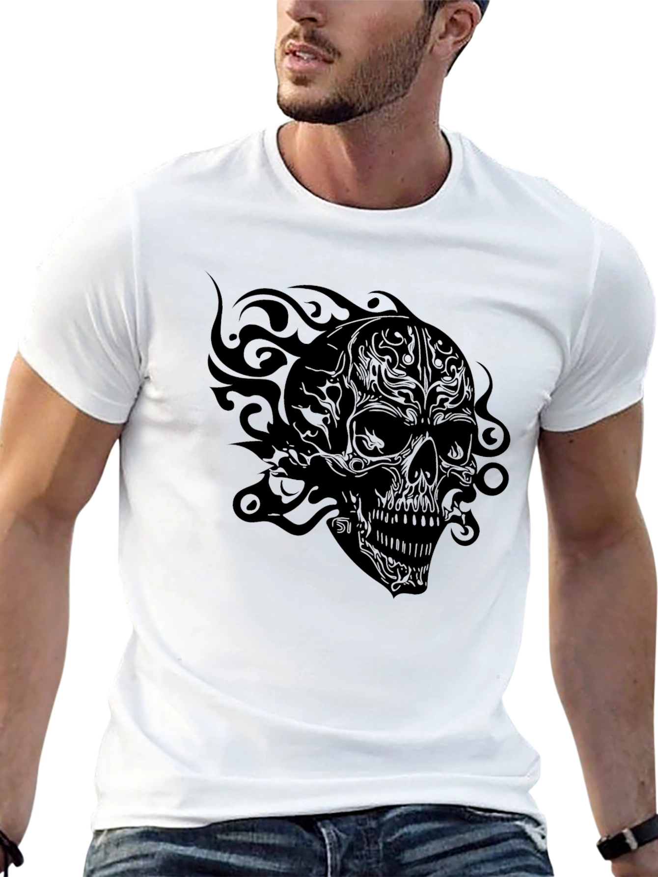 Skull Graphic T-Shirt - Black Cotton Tee