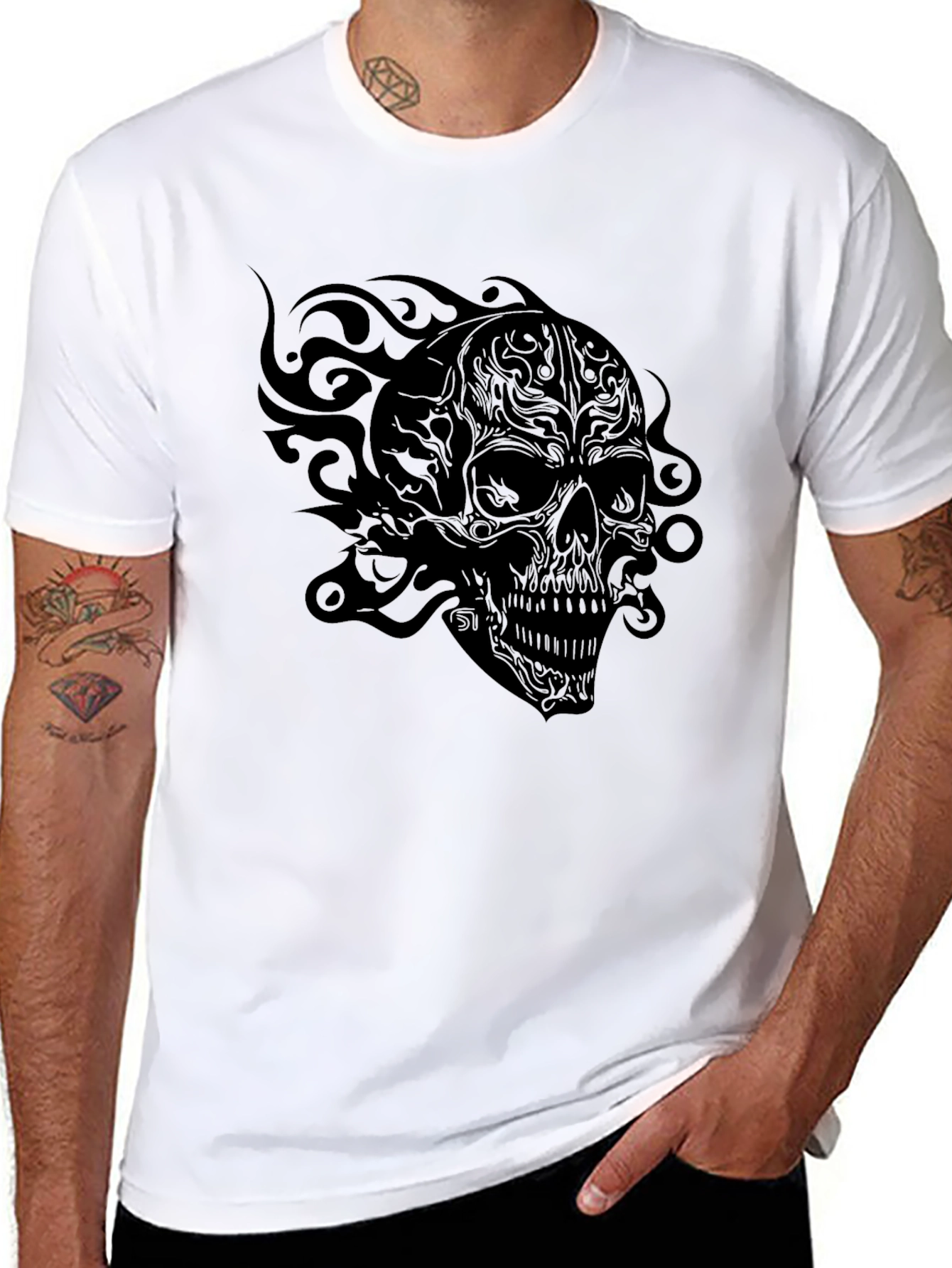 Skull Graphic T-Shirt - Black Cotton Tee