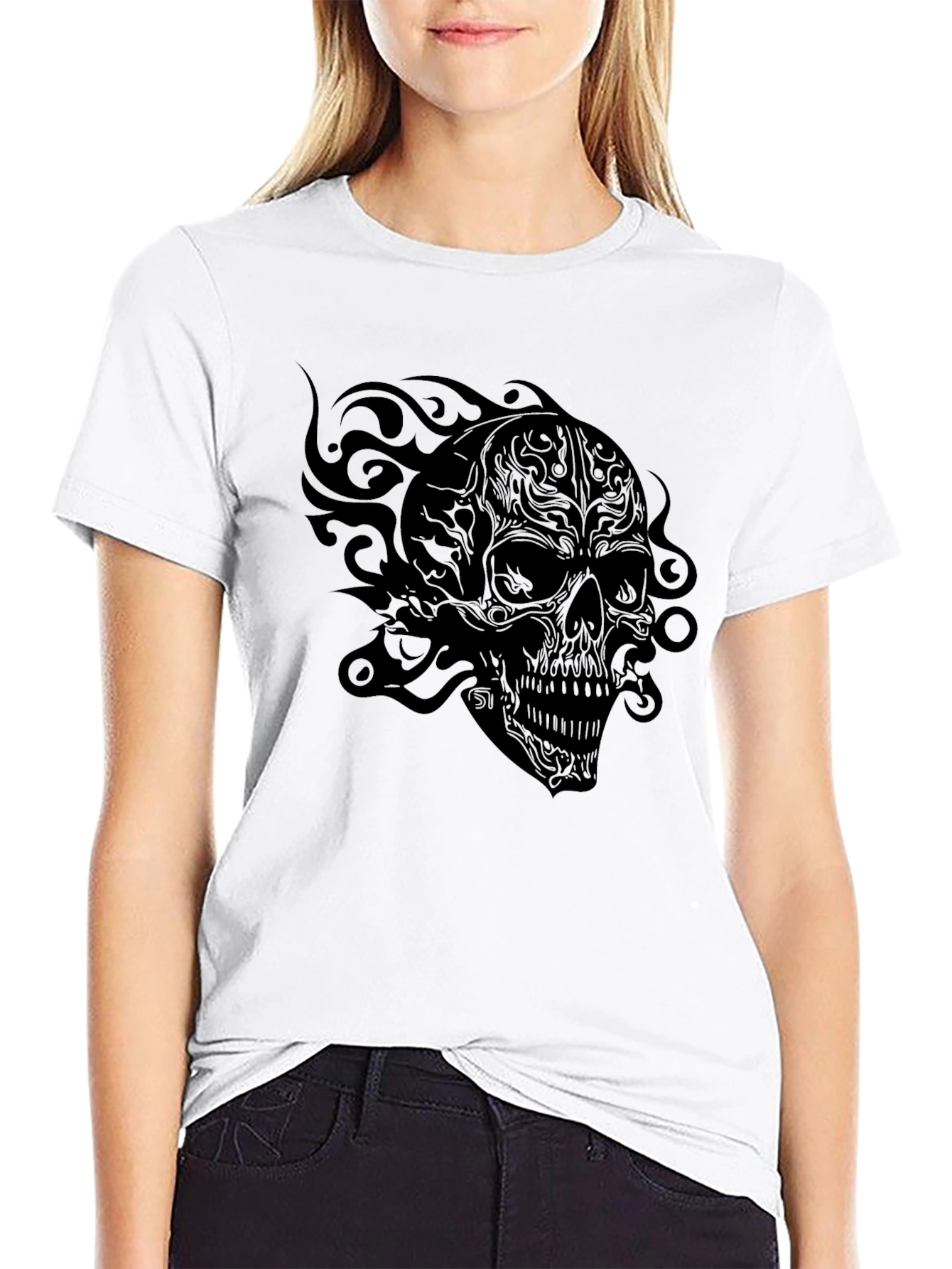 Skull Graphic T-Shirt - Black Cotton Tee