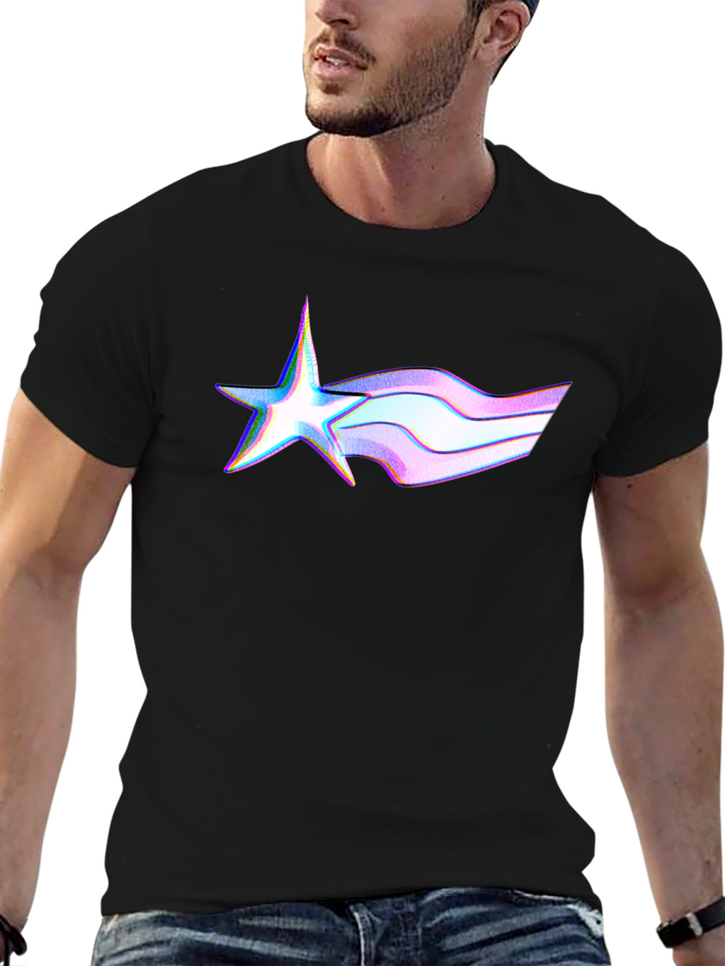 Modern Star Trail Black T-Shirt