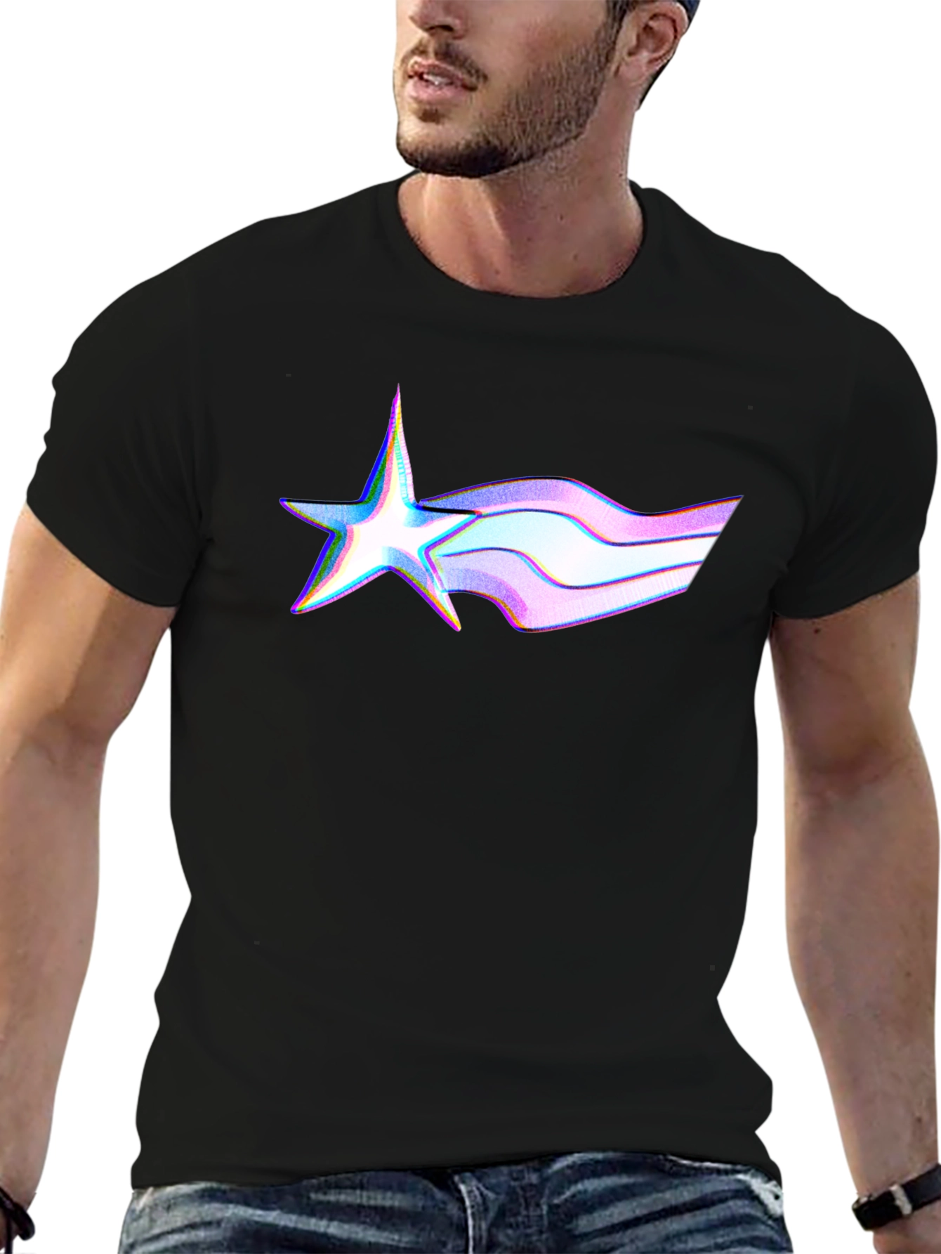 Modern Star Trail Black T-Shirt