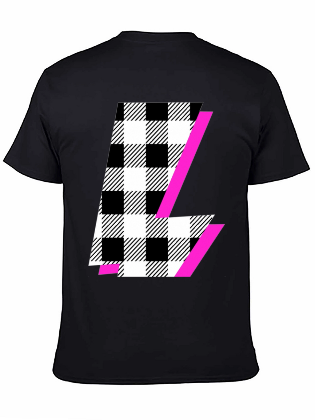 Bold Checkered L Graphic Tee - Modern Style