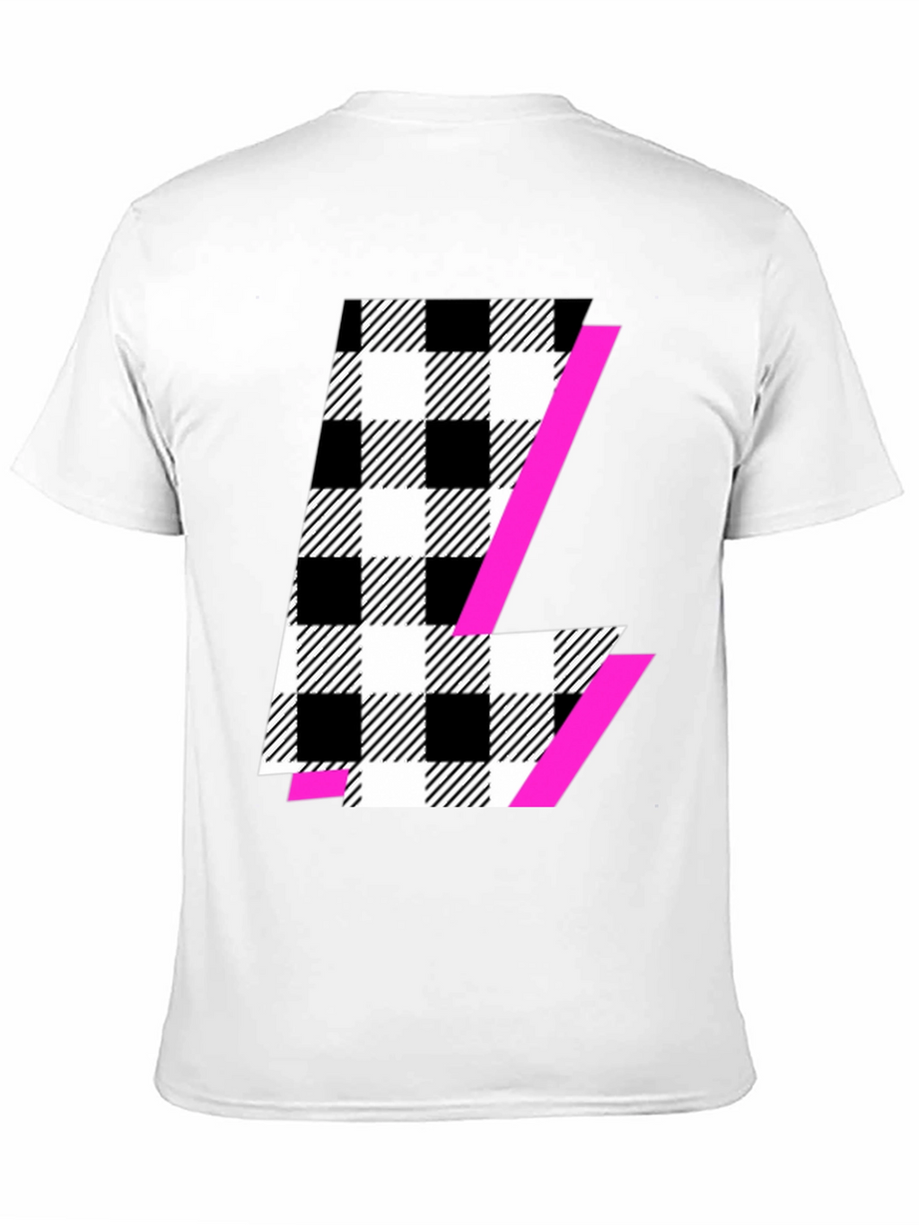 Bold Checkered L Graphic Tee - Modern Style