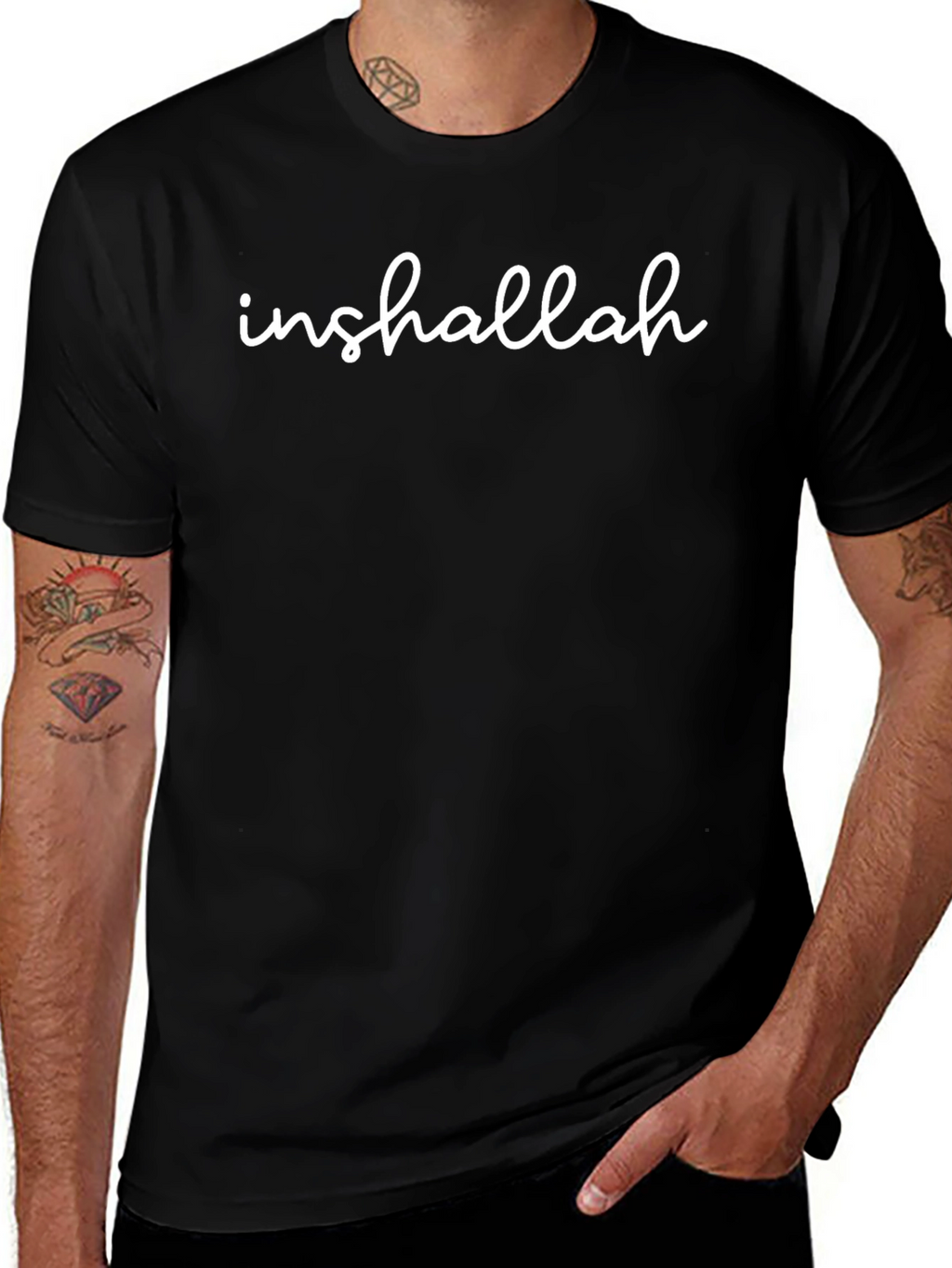 Inshallah Black T-Shirt - Faith Inspired
