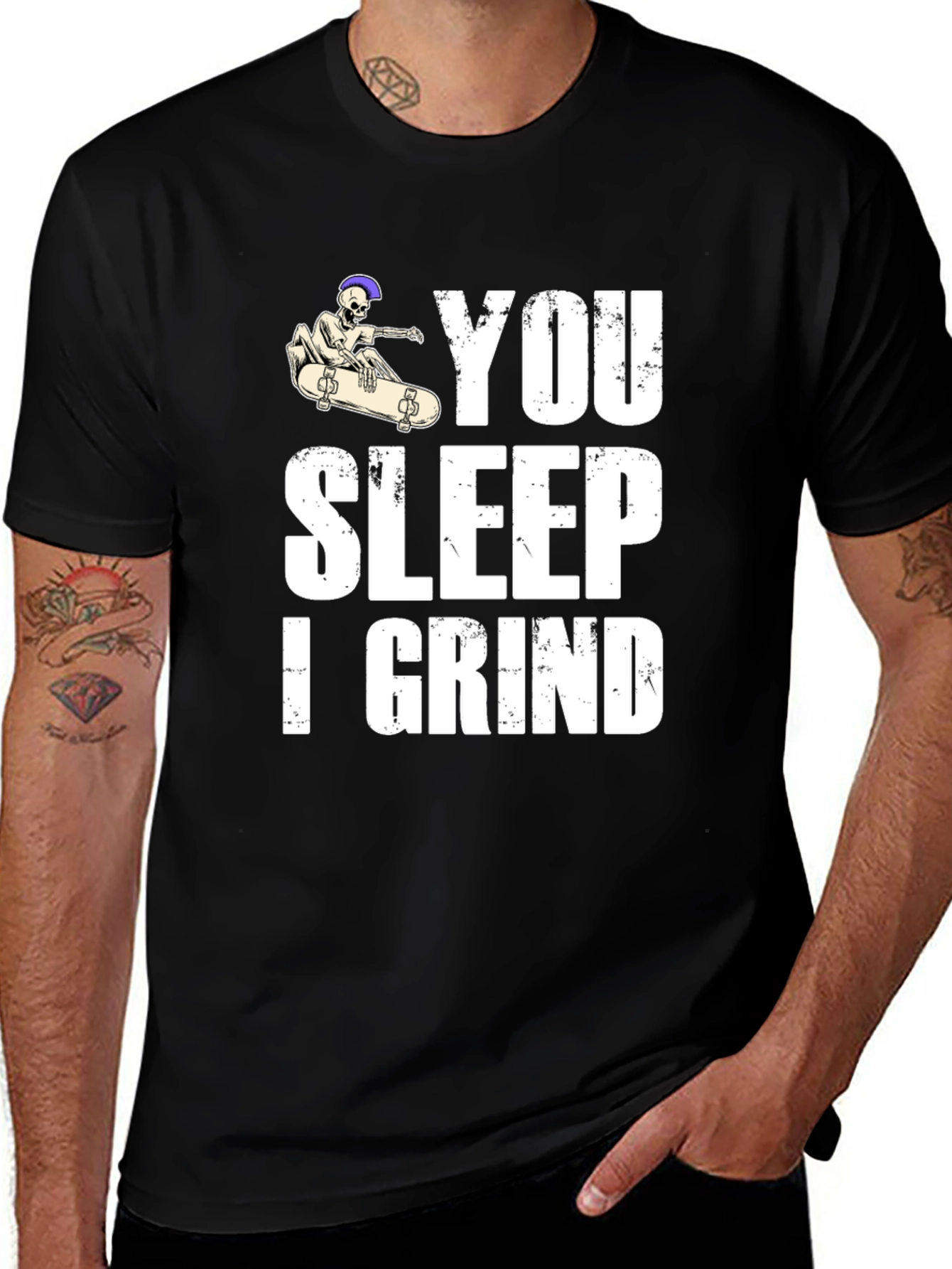 You Sleep I Grind Skateboard Graphic T-Shirt