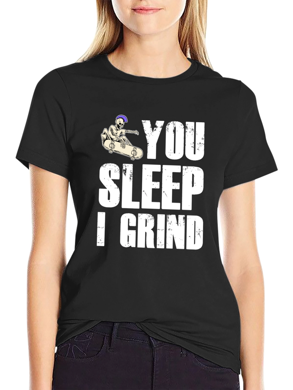 You Sleep I Grind Skateboard Graphic T-Shirt