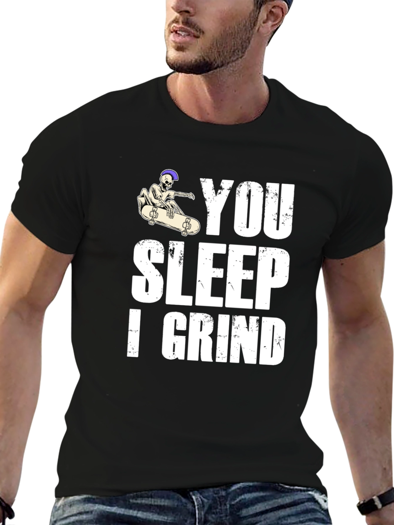 You Sleep I Grind Skateboard Graphic T-Shirt