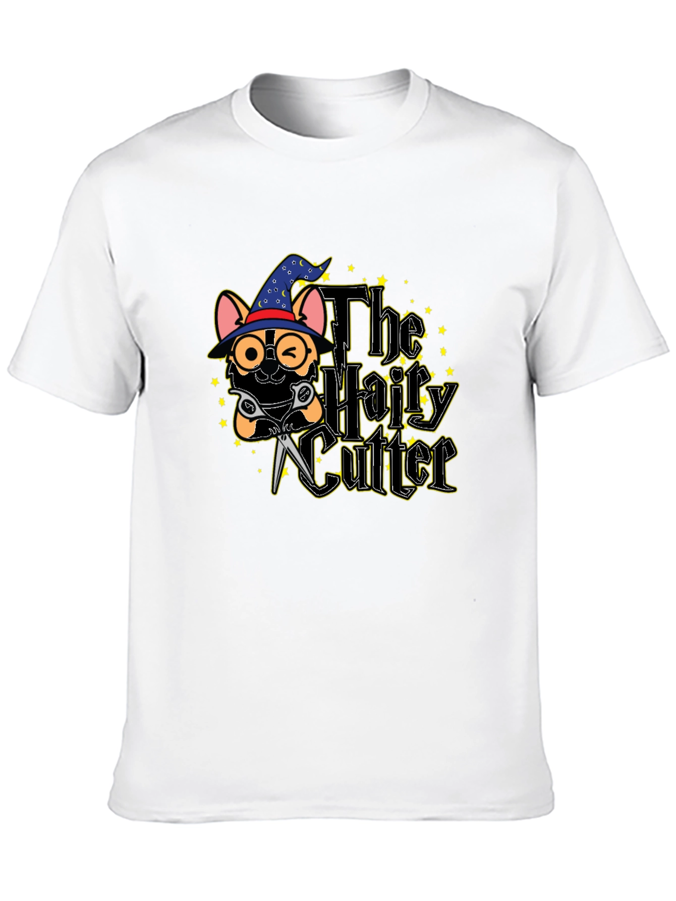 The Hairy Cutter T-Shirt: Wizard Dog Barber Tee